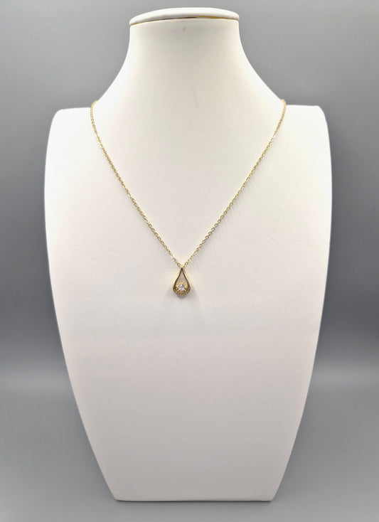 Pear Shaped Yellow Set Cubic Zirconia Pendant