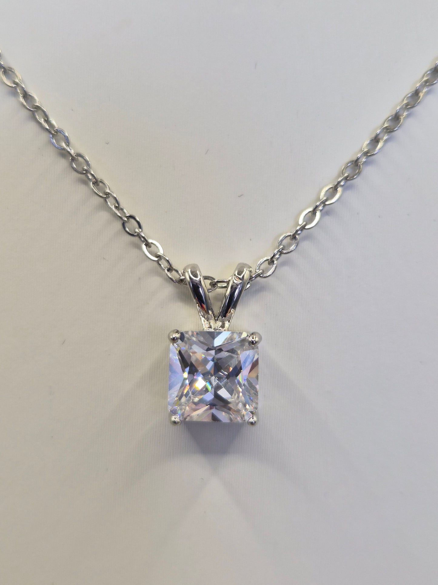 Princess Cut Cubic Zirconia Solitaire Pendant