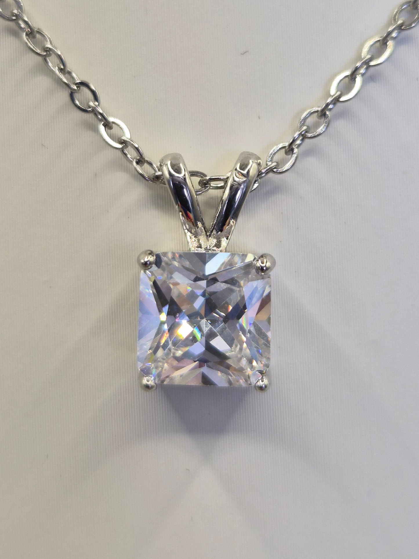 Princess Cut Cubic Zirconia Solitaire Pendant