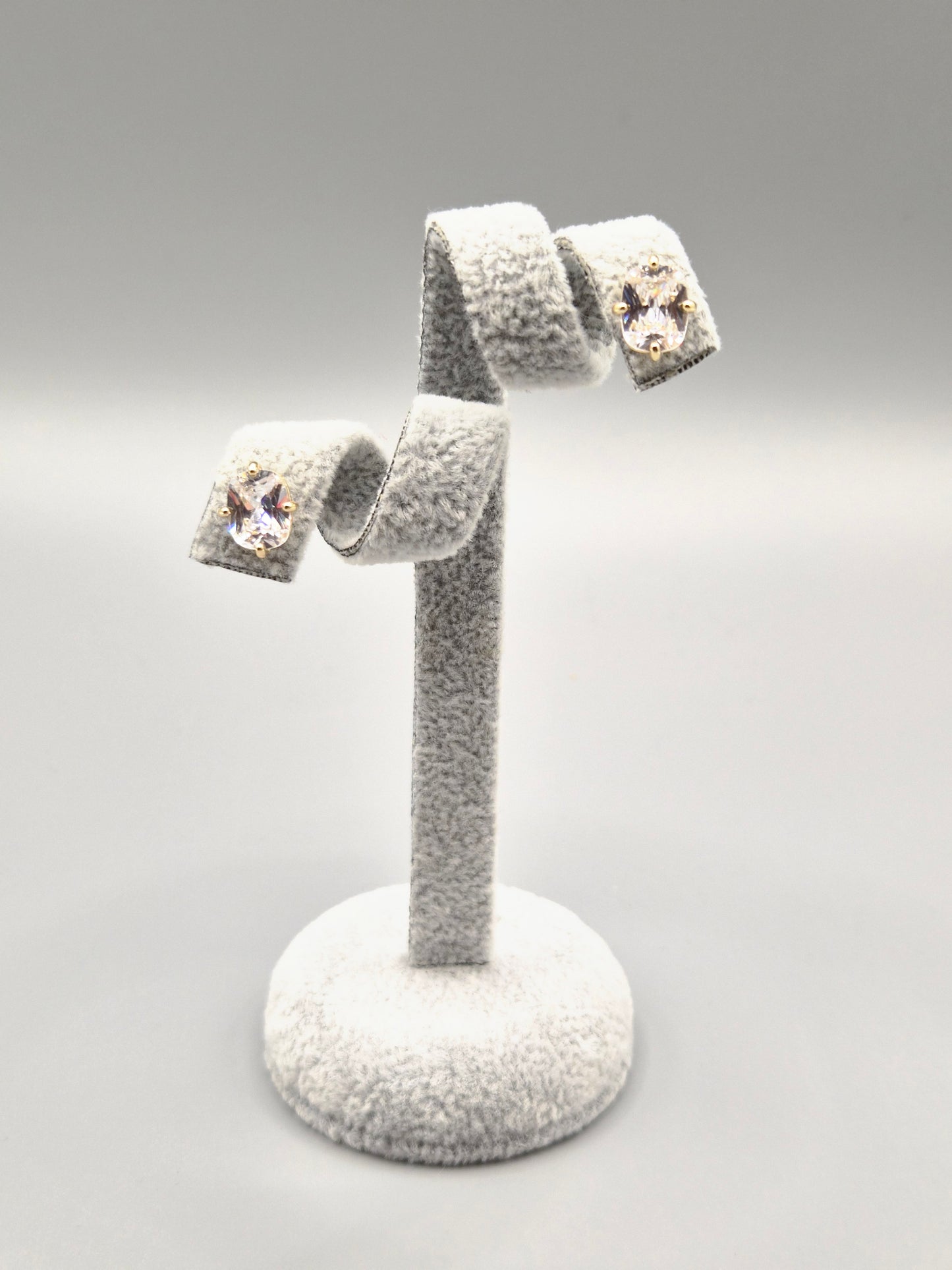 Radiant Cut Cubic Zirconia Gold Plated Stud Earrings