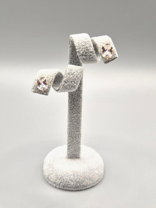 Radiant Cut Cubic Zirconia Gold Plated Stud Earrings