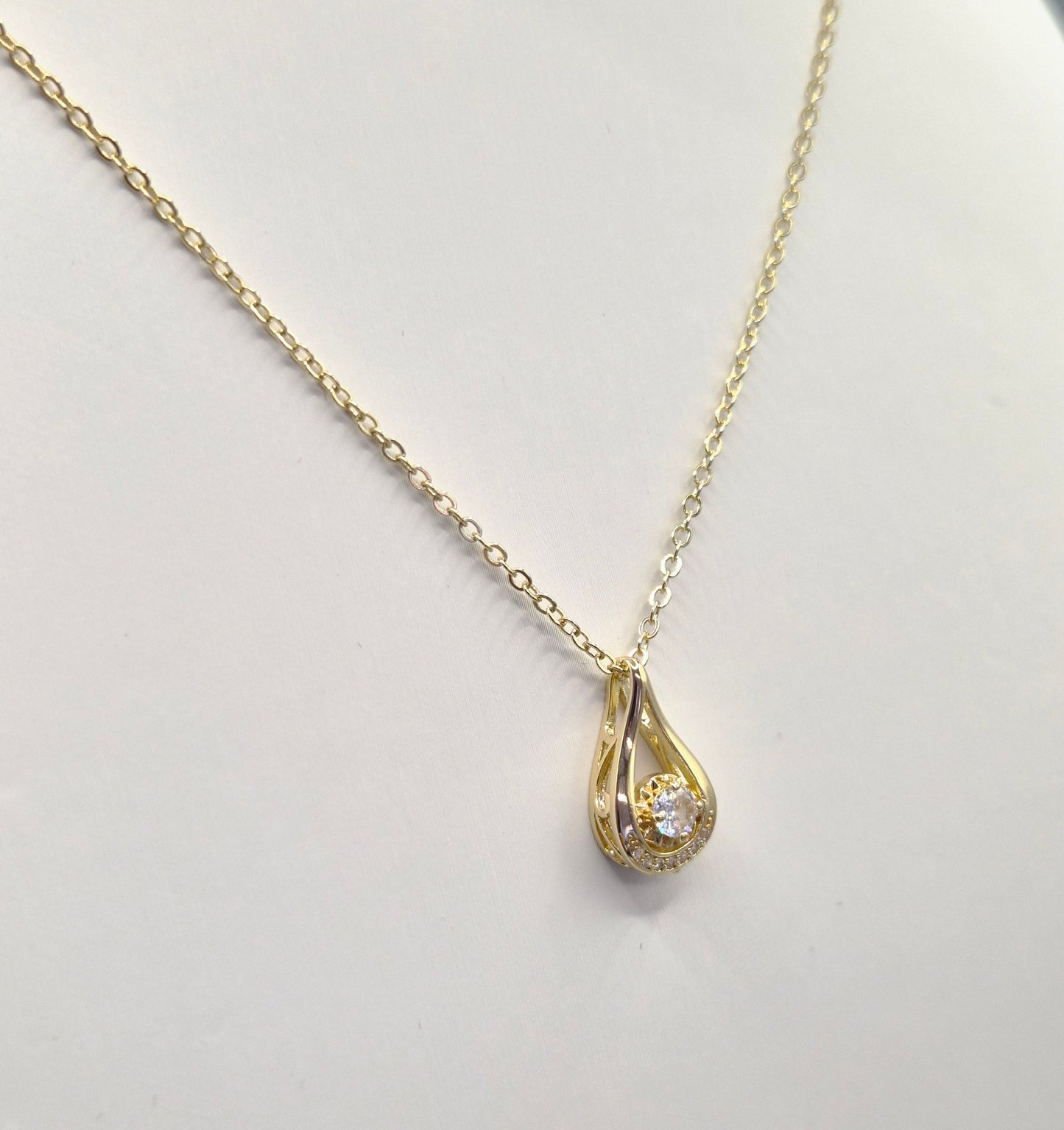 Pear Shaped Yellow Set Cubic Zirconia Pendant
