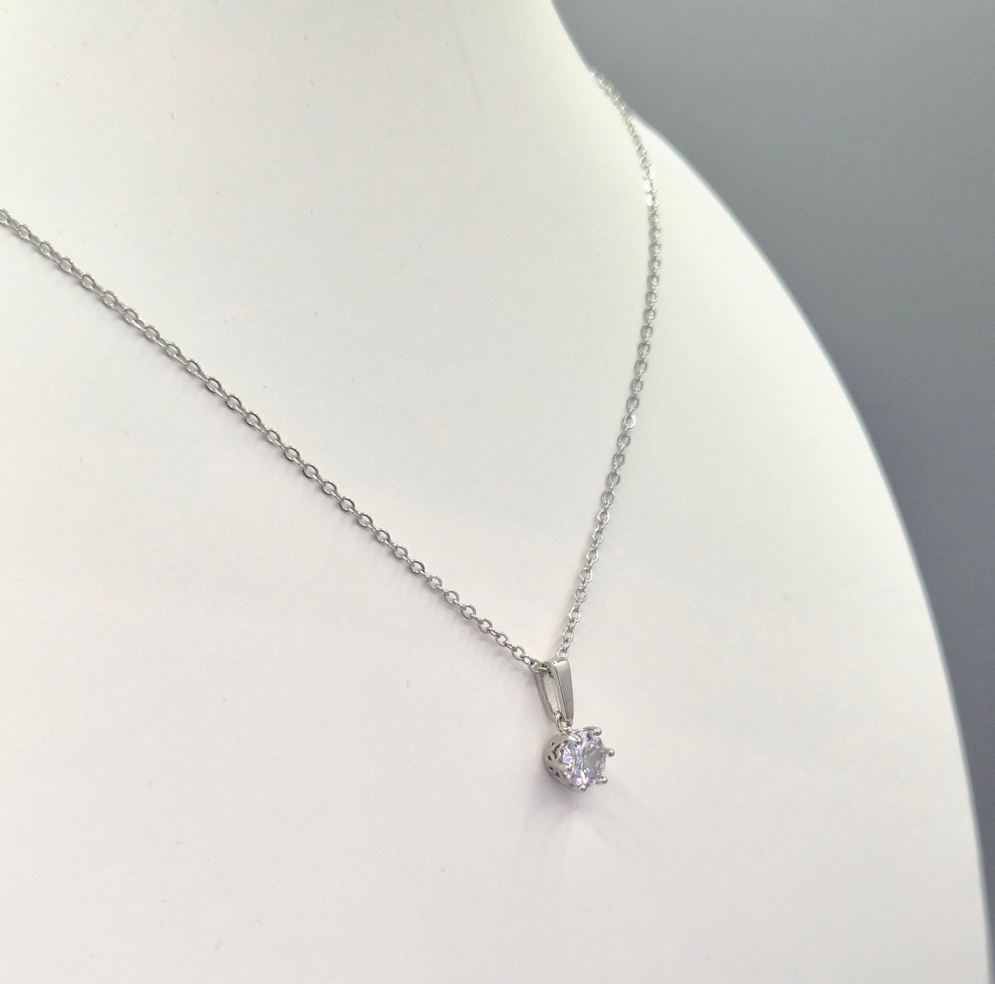 Round Solitaire Claw Set Cubic Zirconia Drop Pendant