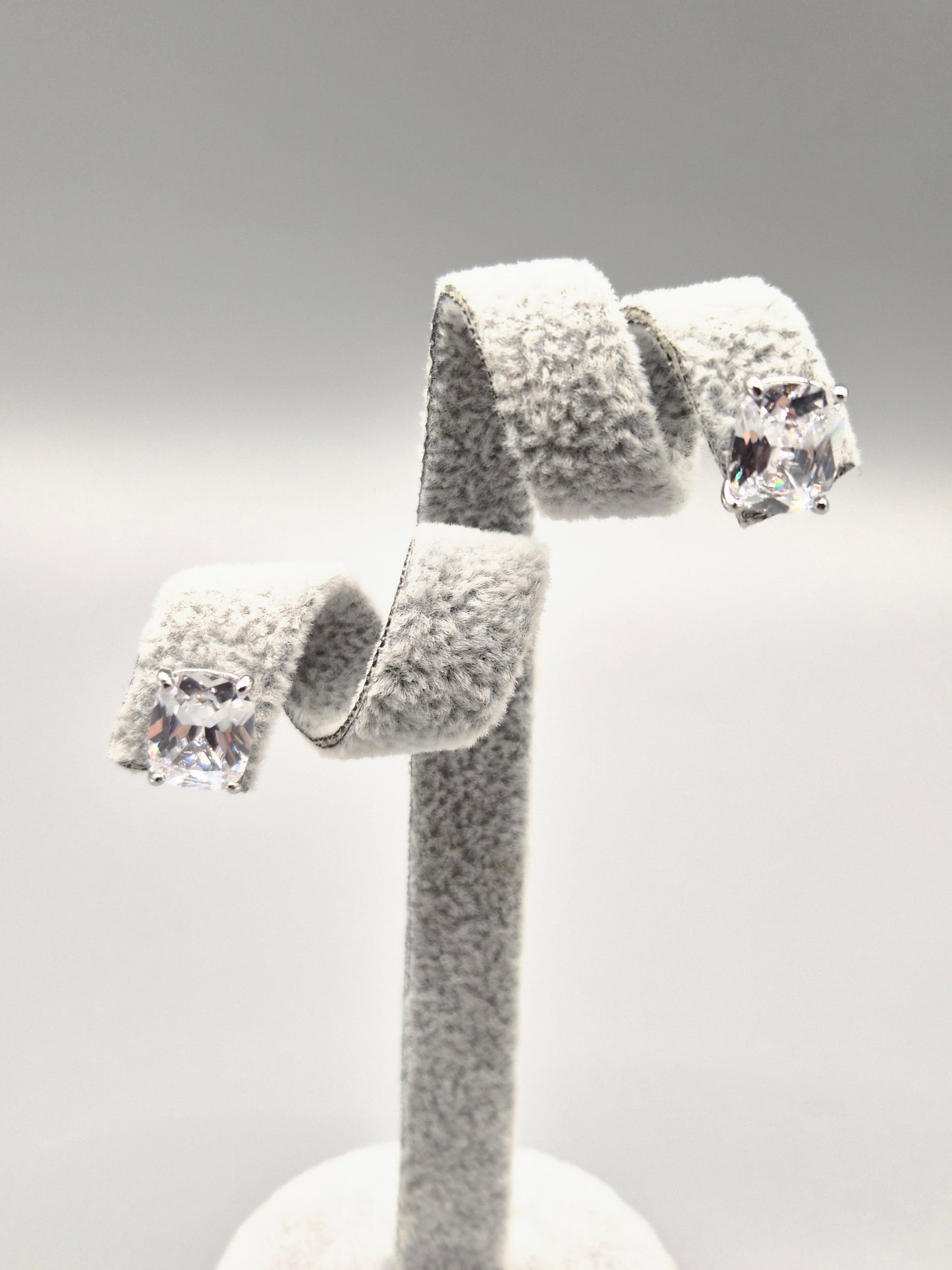 Radiant Cut Cubic Zirconia Stud Earrings