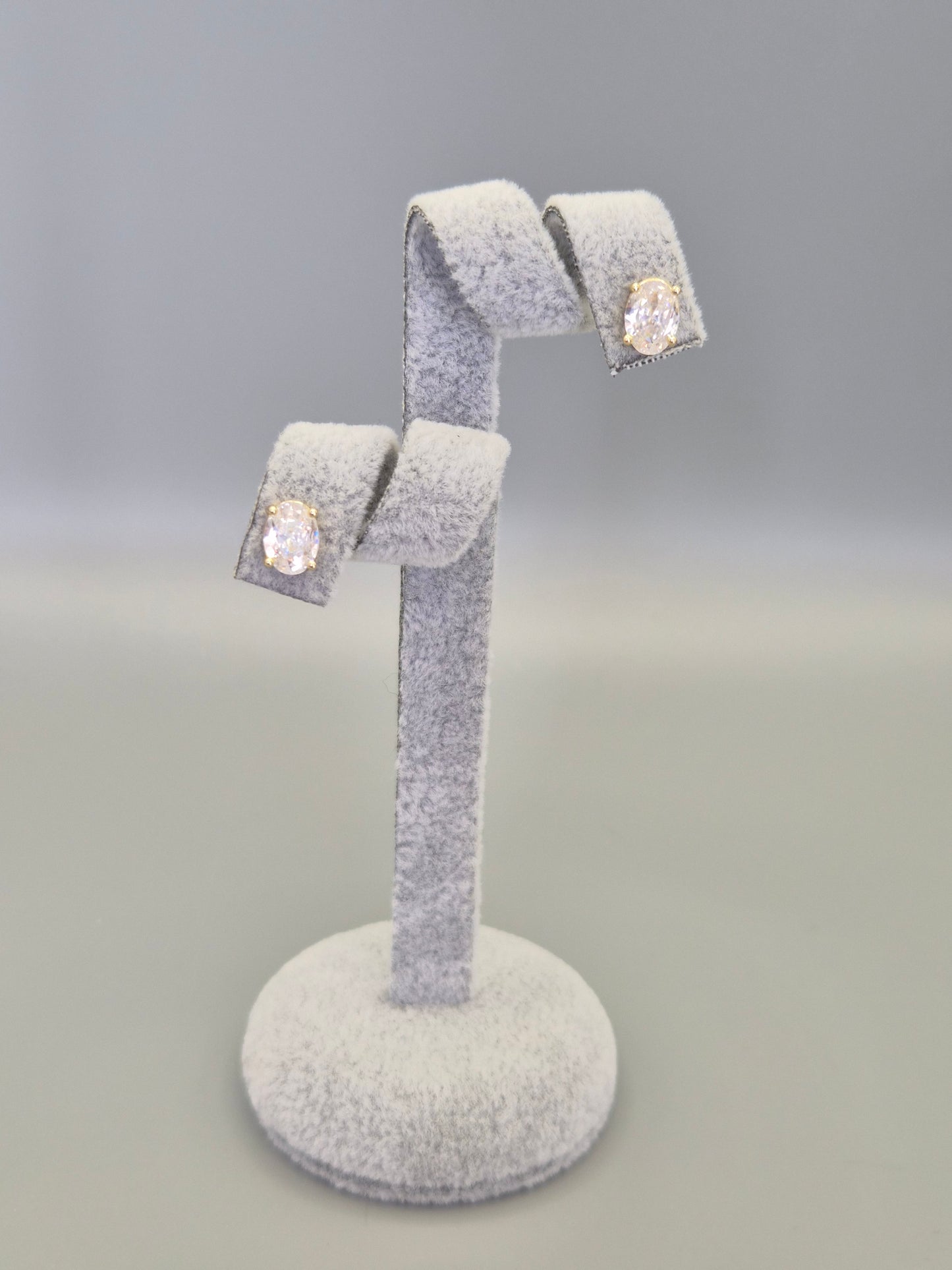 Oval Cubic Zirconia Stud Earrings - Yellow
