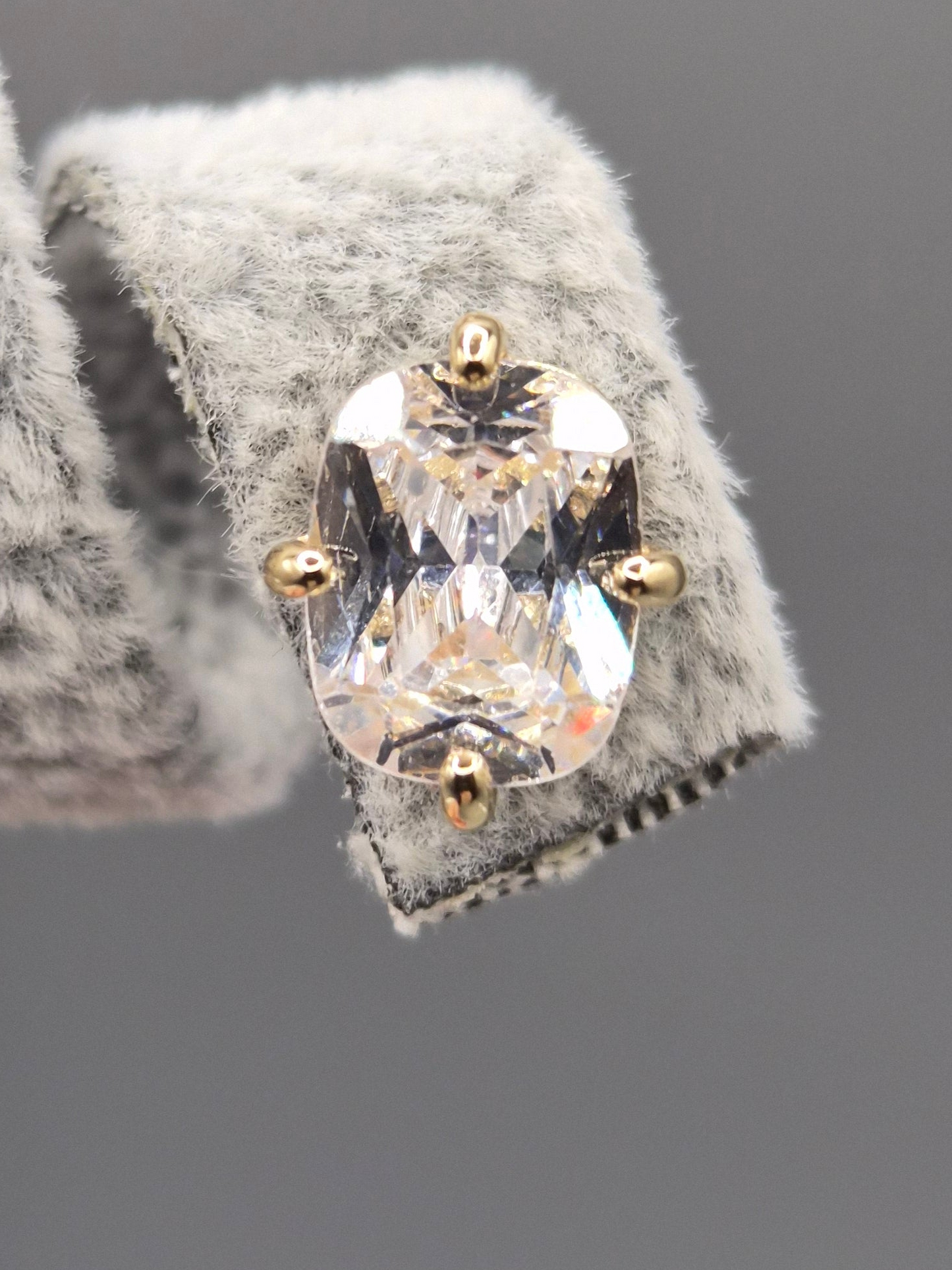 Radiant Cut Cubic Zirconia Gold Plated Stud Earrings