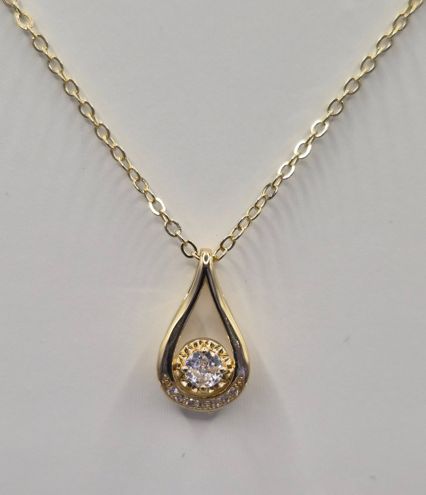 Pear Shaped Yellow Set Cubic Zirconia Pendant