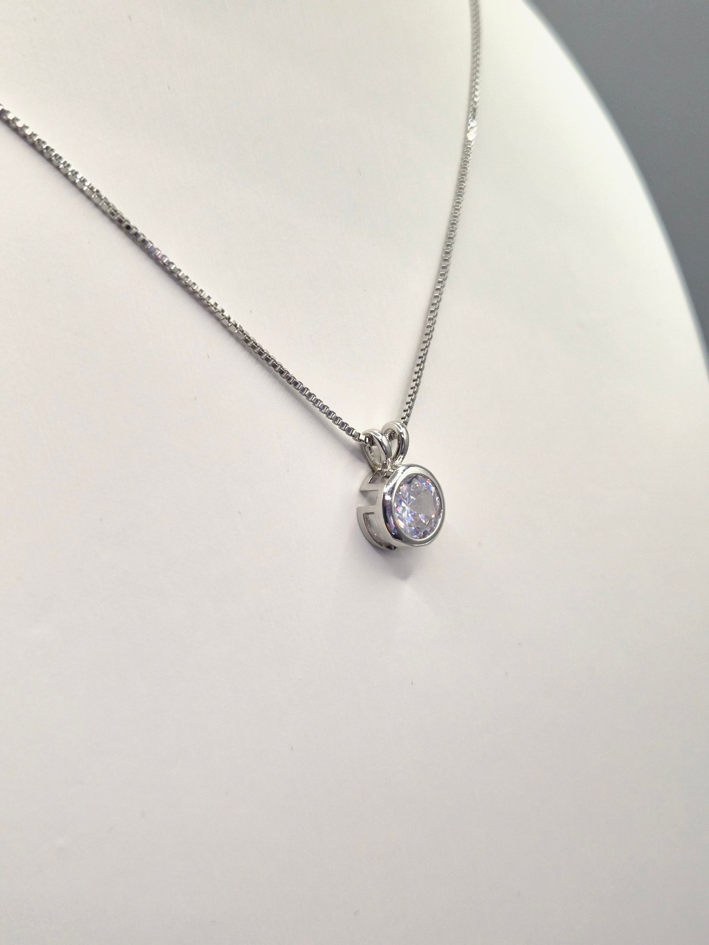 Besel Set Solitaire Cubic Zirconia Pendant