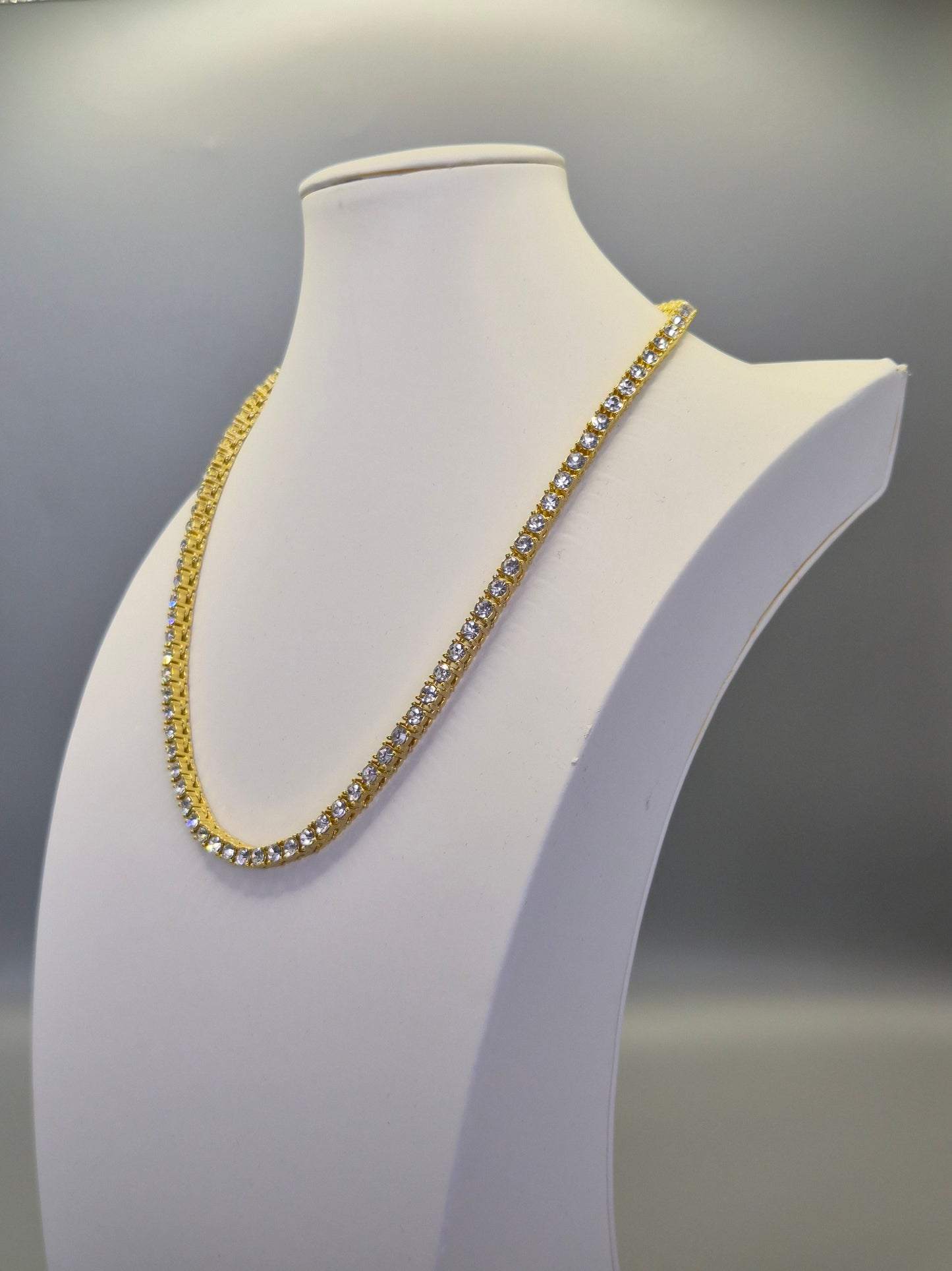 Cubic Zirconia 18" Line Necklace Claw Set - Yellow