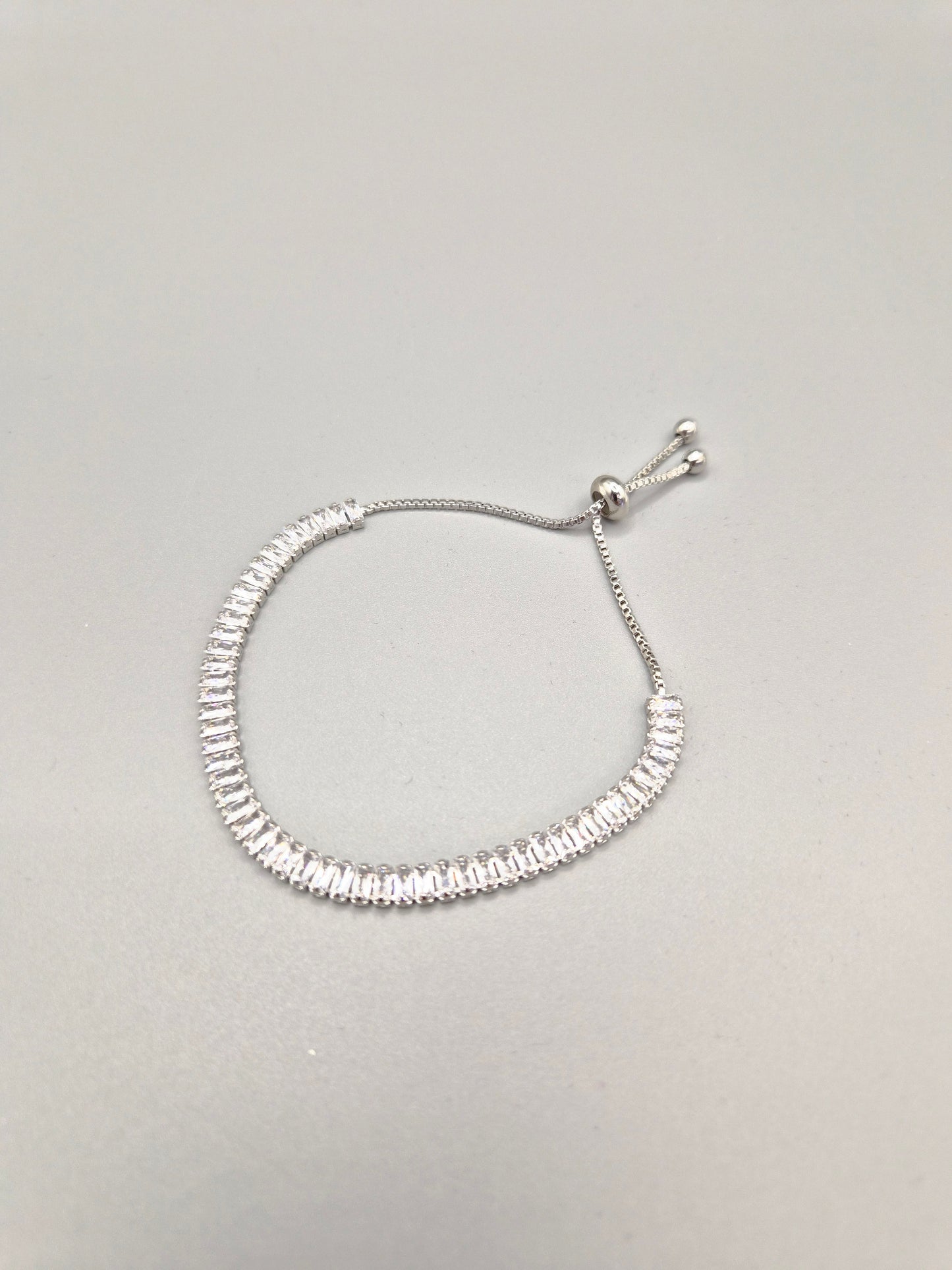 Baguette Cut Cubic Zirconia Adjustable Bracelet