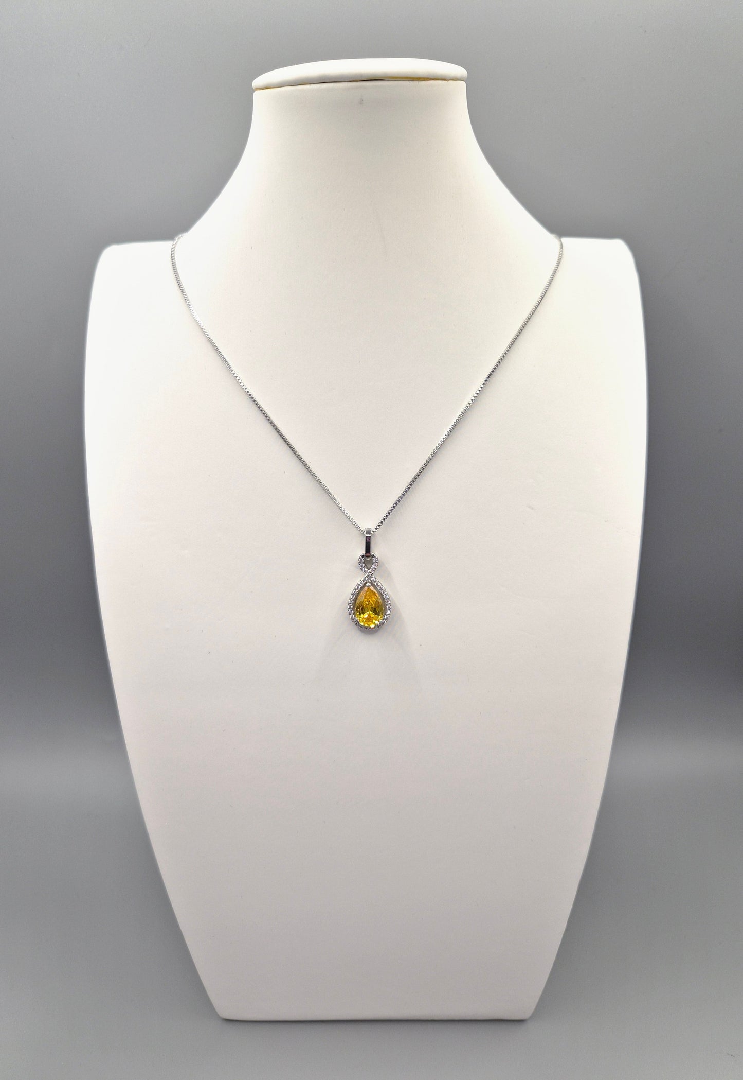 Yellow Pear Cut Cubic Zirconia Pendant