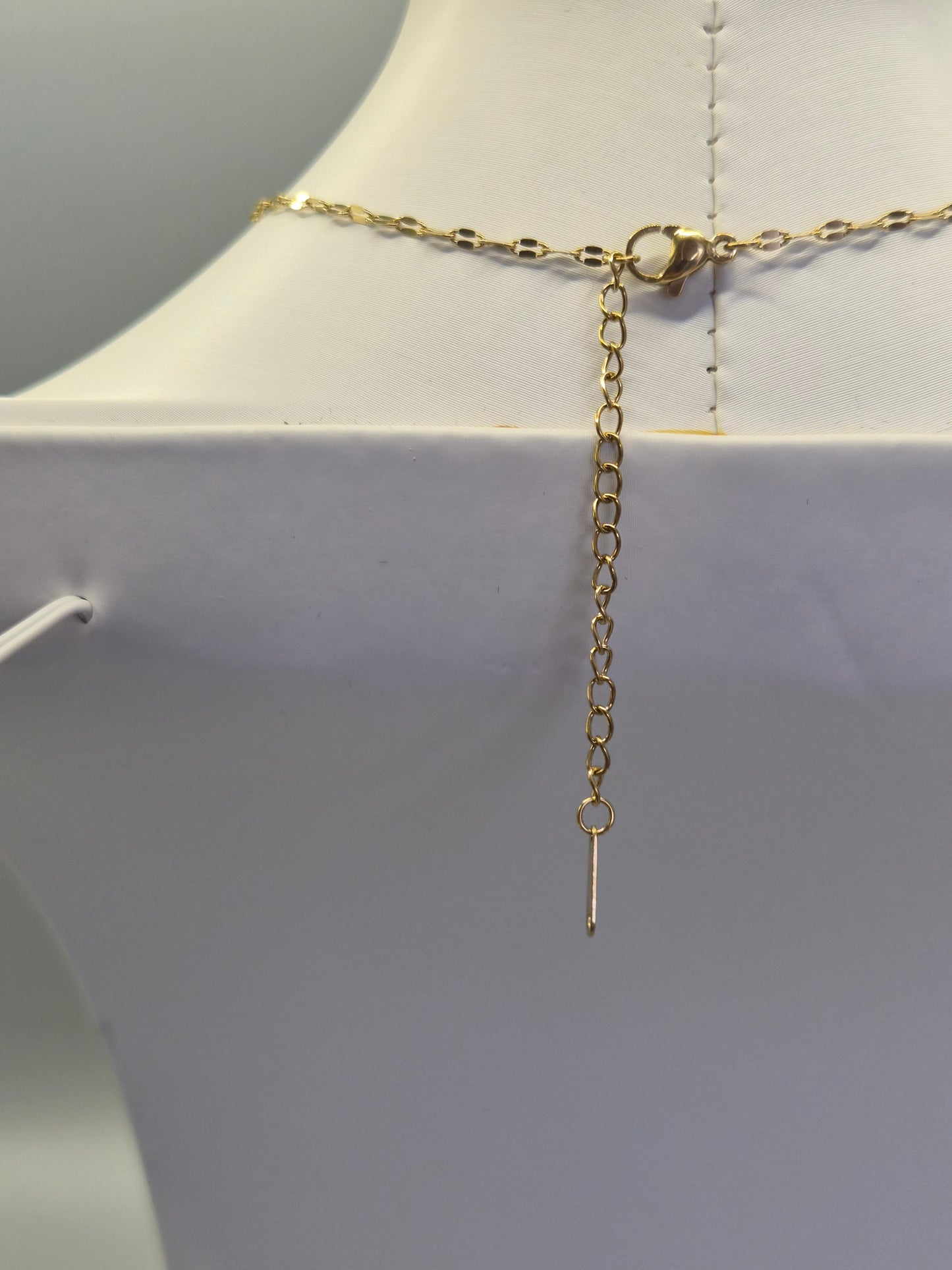 Multi Coloured 7 Stone  Cubic Zirconia Pendant With Extending Chain From 16"-18"  - Yellow