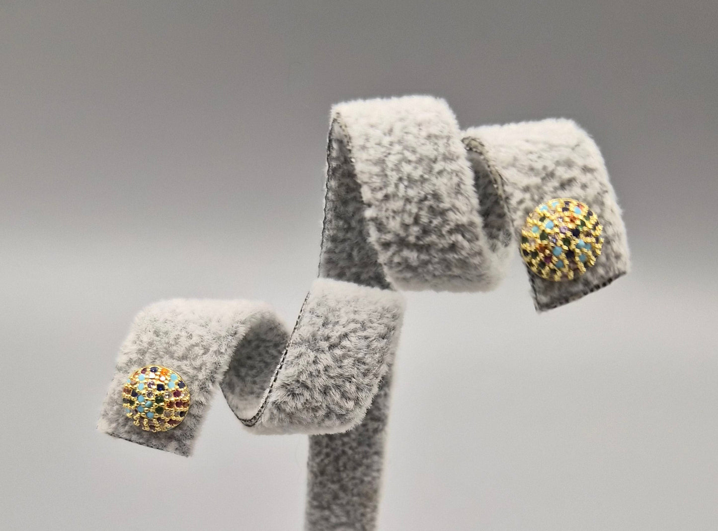 Multi Coloured Cubic Zirconia Gold Plated Stud Earrings