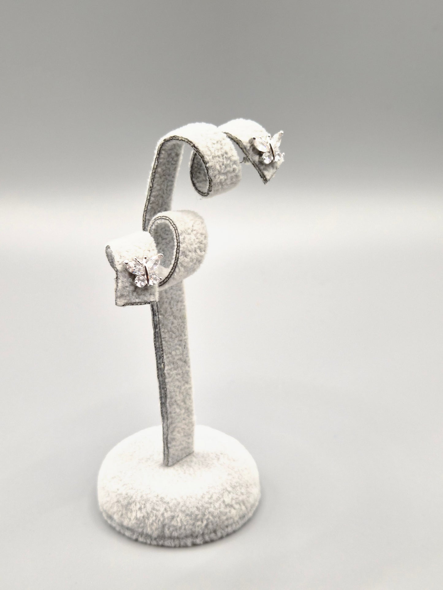 Butterfly Cubic Zirconia Open Circle Stud Earrings