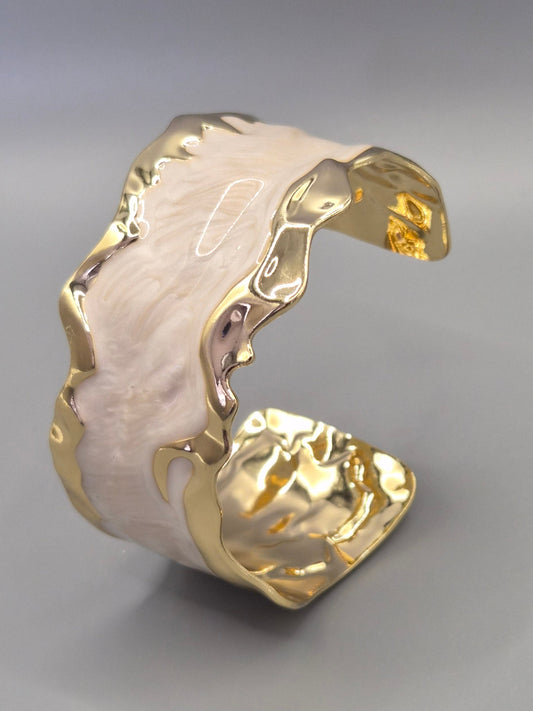 Torque Bangle Inset With Pink Enamel