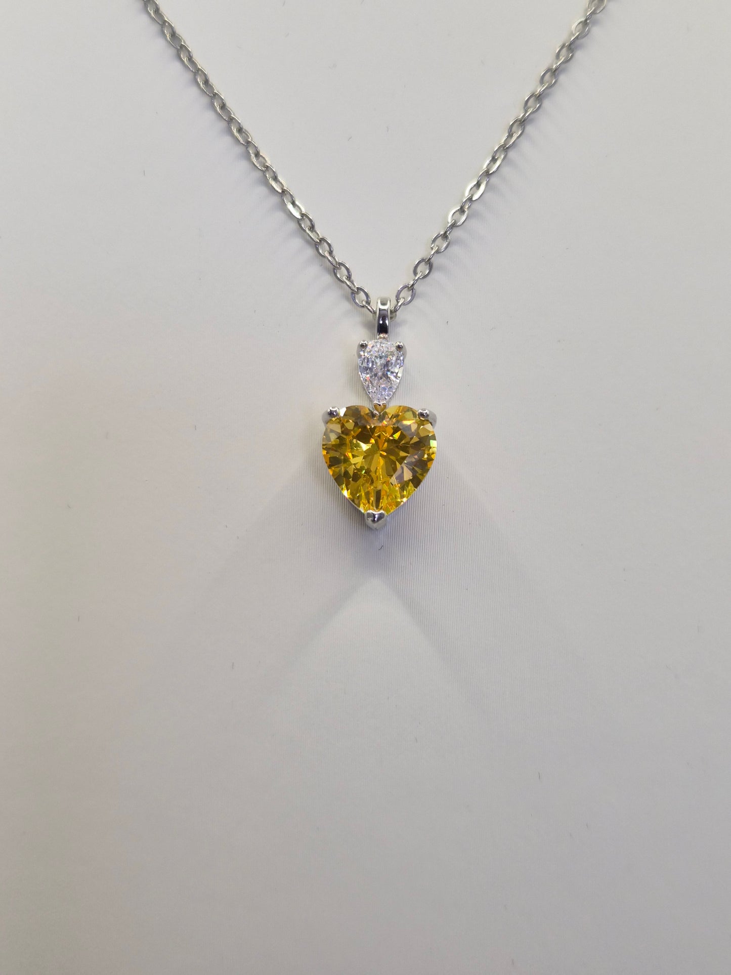 Yellow Heart & Pear Cubic Zirconia Pendant