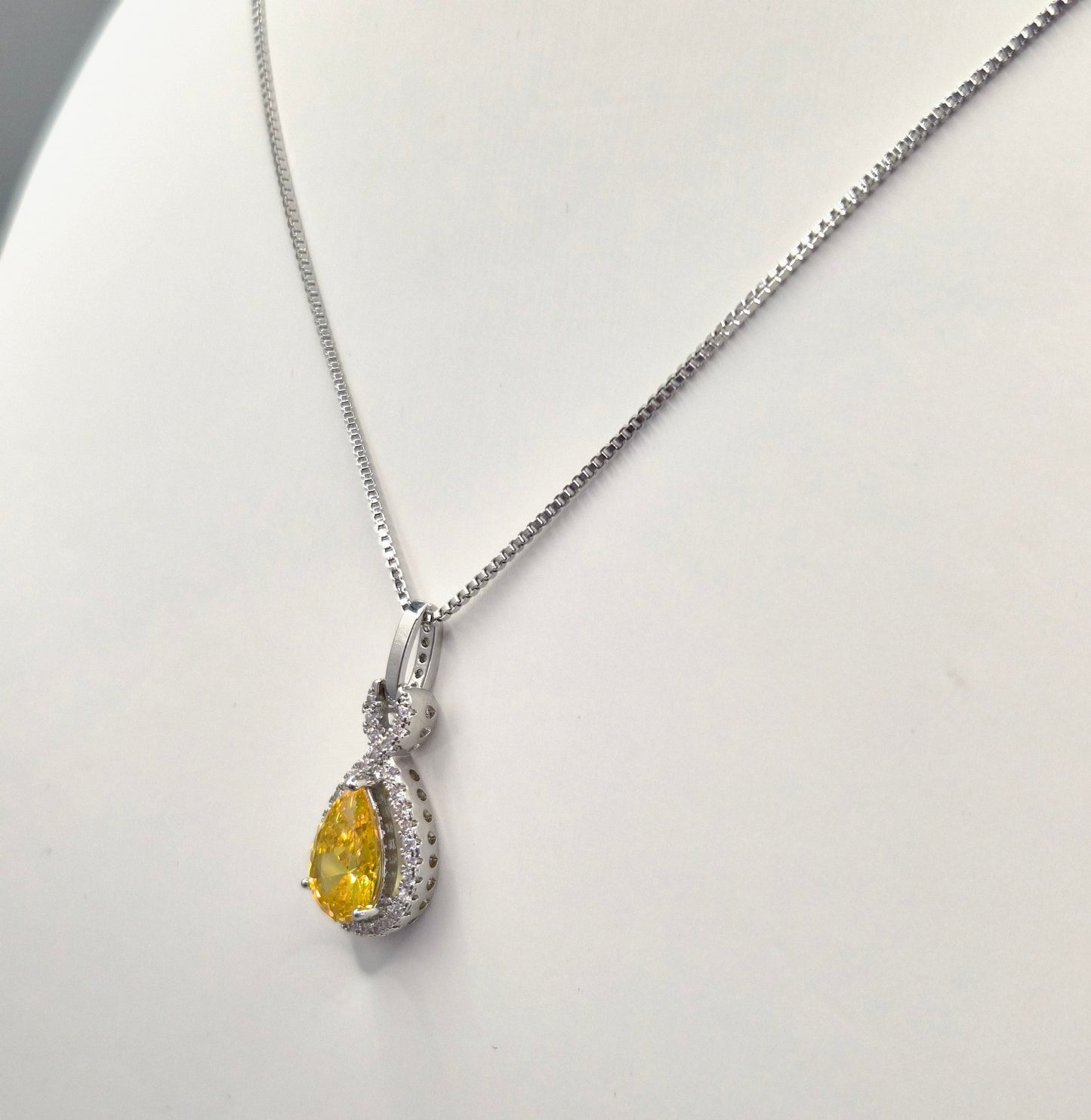 Yellow Pear Cut Cubic Zirconia Pendant