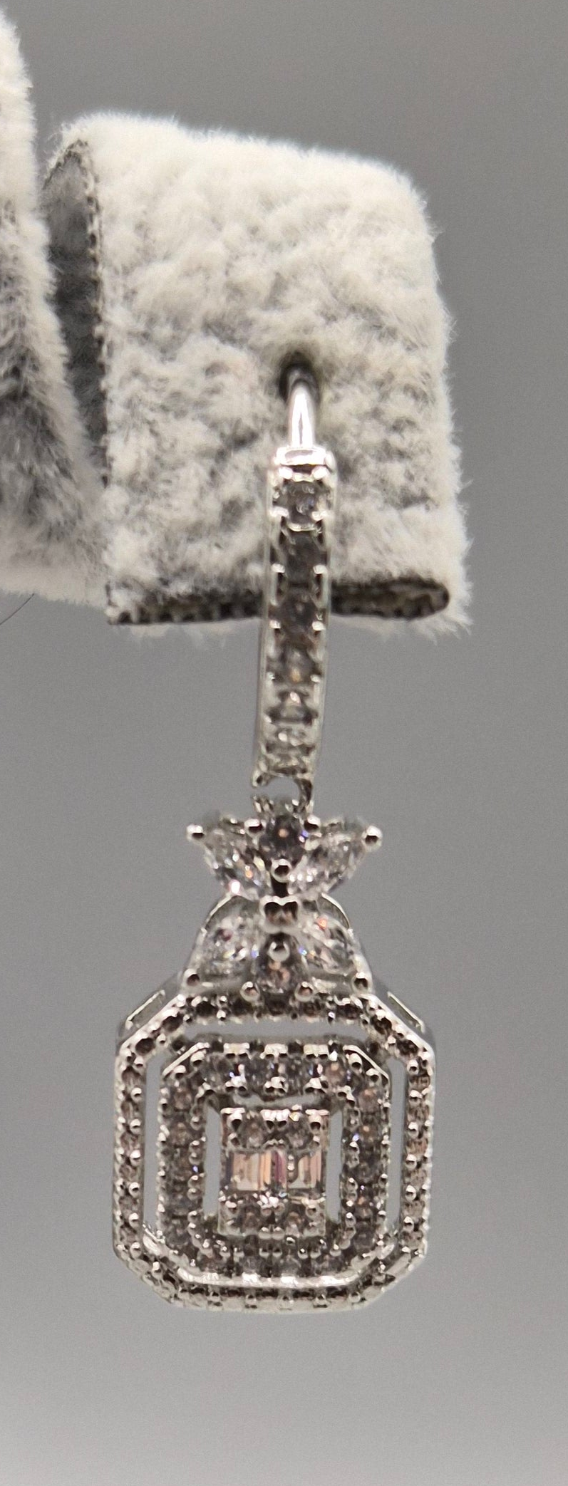 Square Halo & Flower Cubic Zirconia Drop Earrings