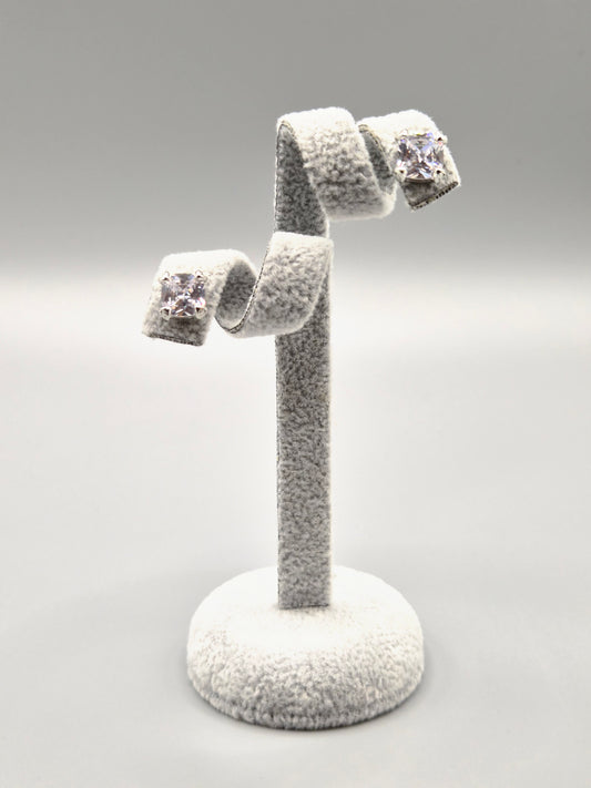 Radiant Cut Cubic Square Zirconia Stud Earrings