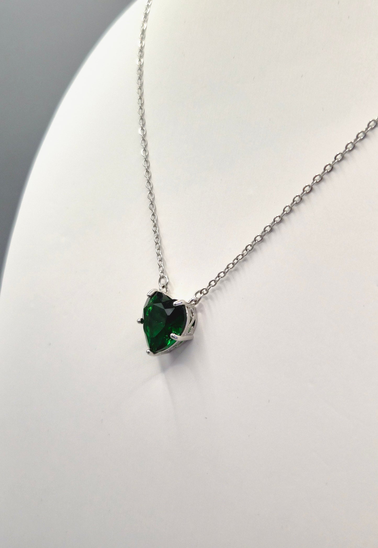 Heart Shaped Green Cubic Zirconia Pendant