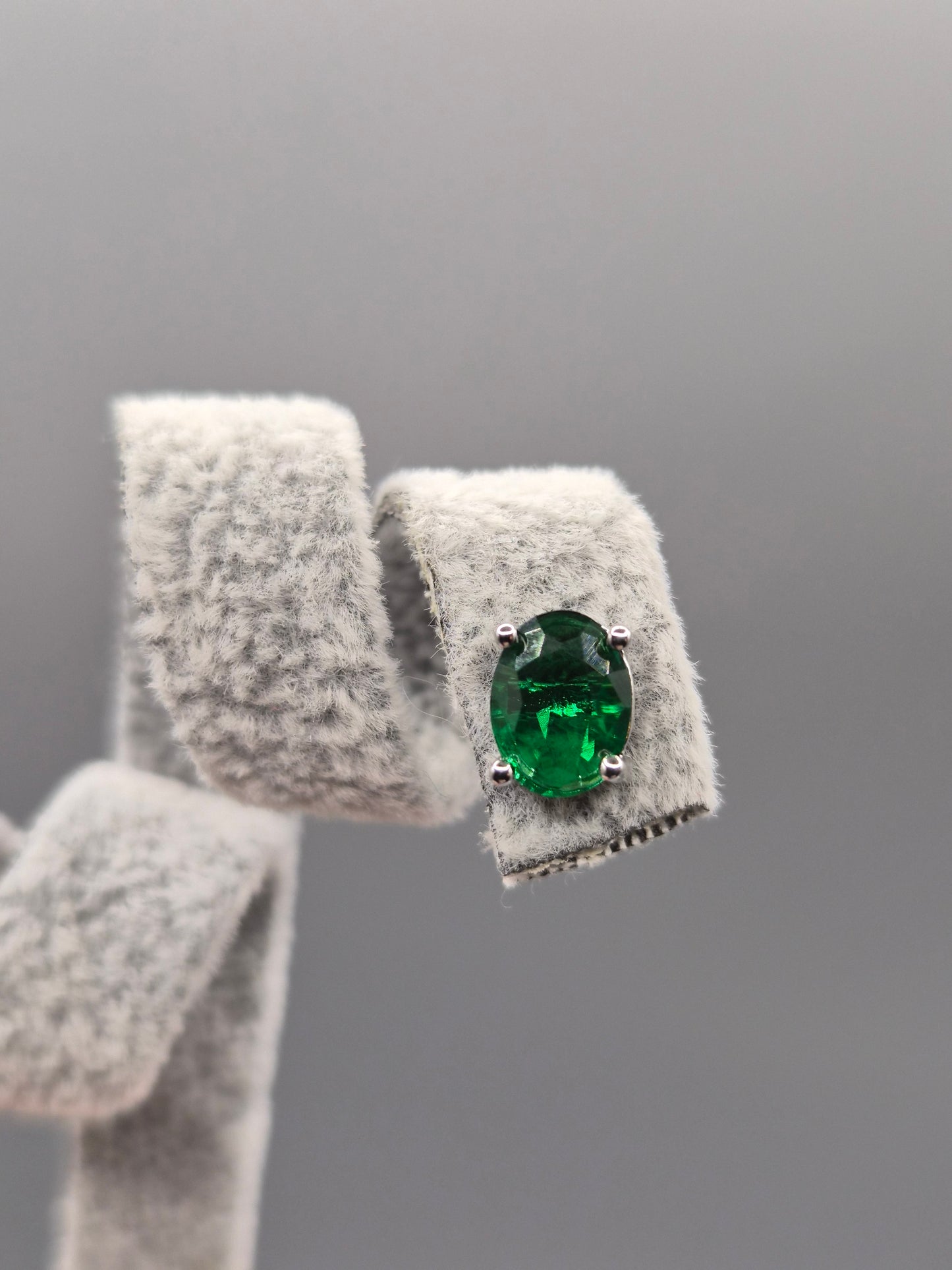 Oval Green Cubic Zirconia Stud Earrings