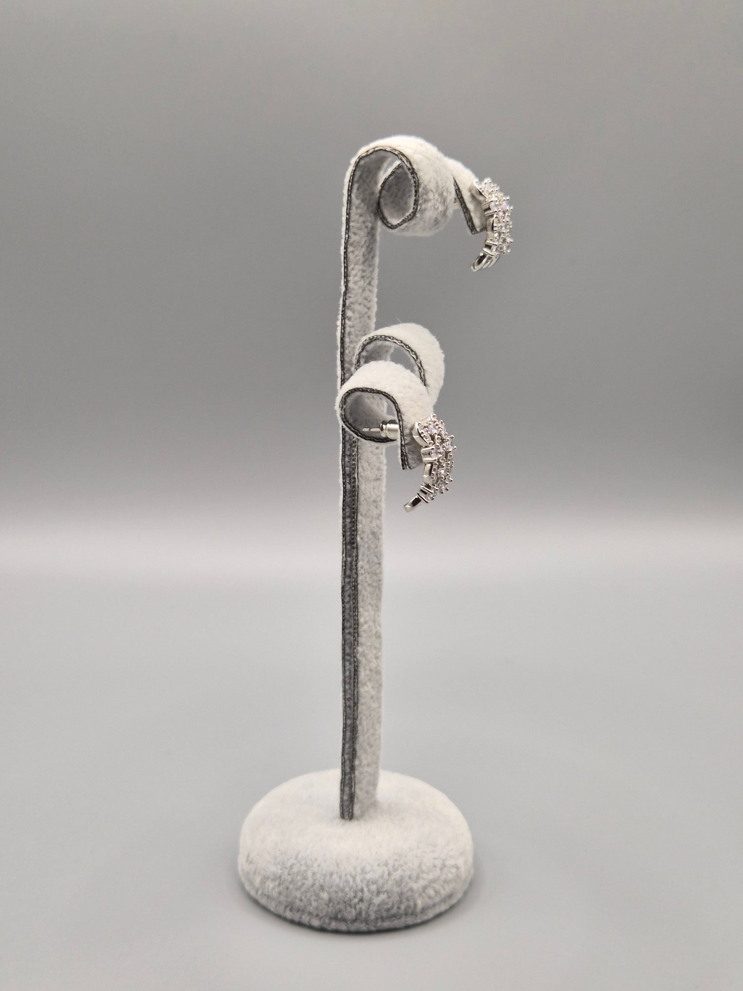 Marquise & Round Cubic Zirconia Half Hoop Earrings