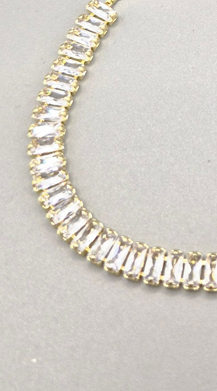 Baguette Cut Cubic Zirconia Adjustable Yellow Set Bracelet