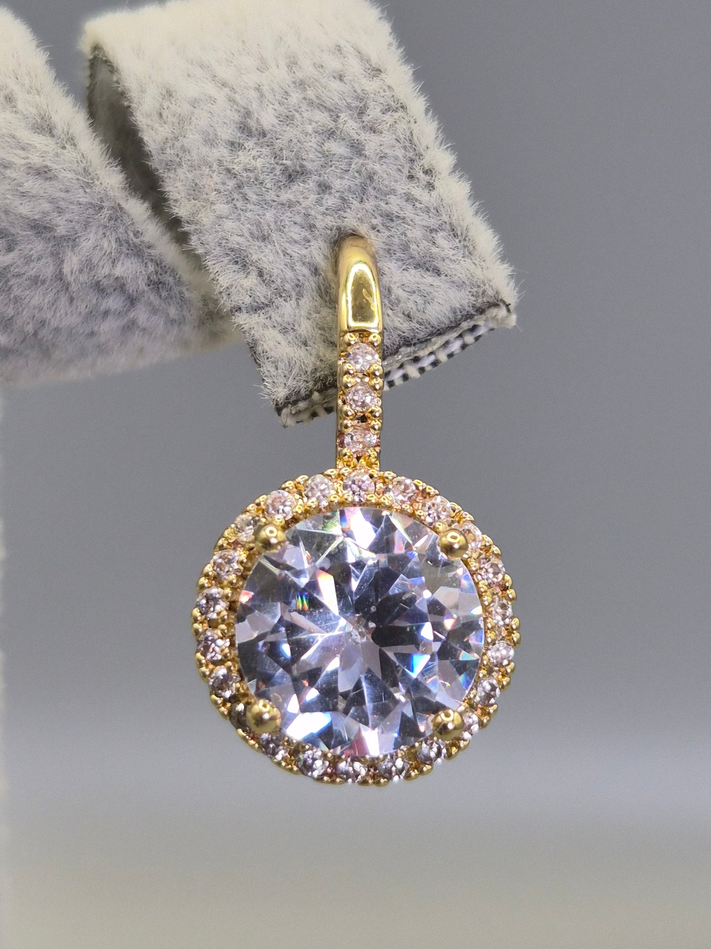 Round Brilliant Cut With Halo Surround Hook Through Earrings