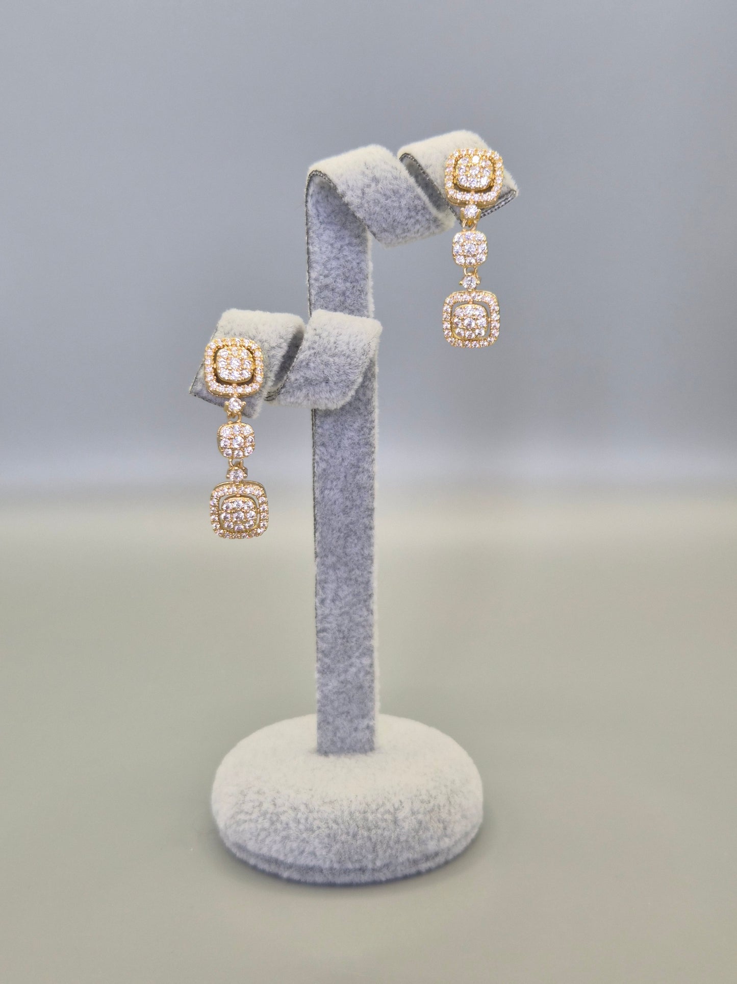 Halo Set Cubic Zirconia Drop Earrings