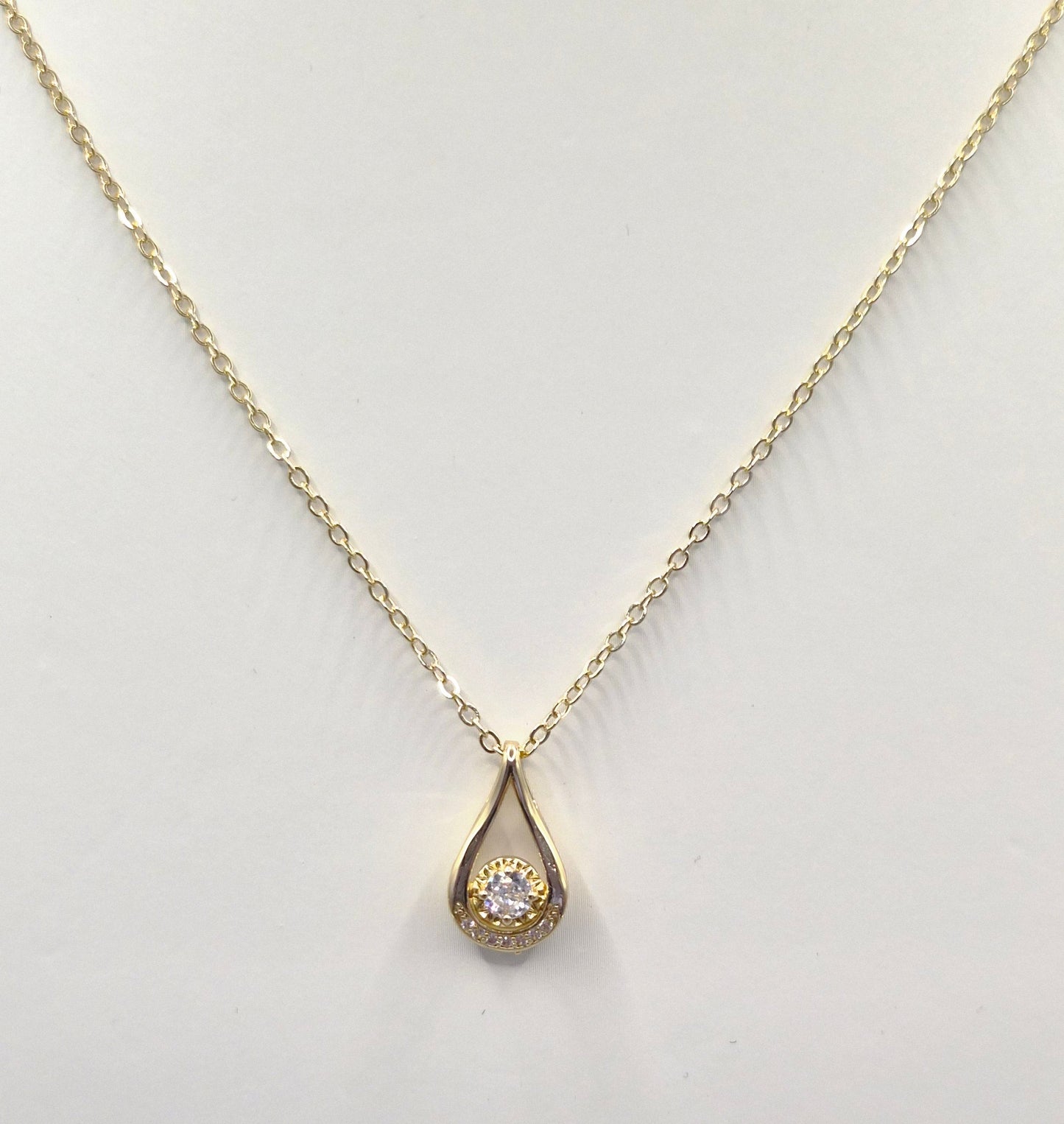 Pear Shaped Yellow Set Cubic Zirconia Pendant