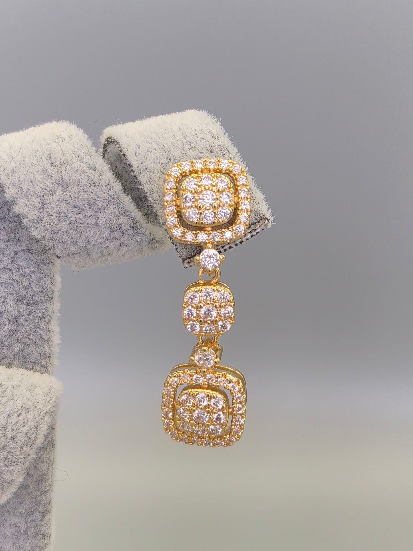 Halo Set Cubic Zirconia Drop Earrings
