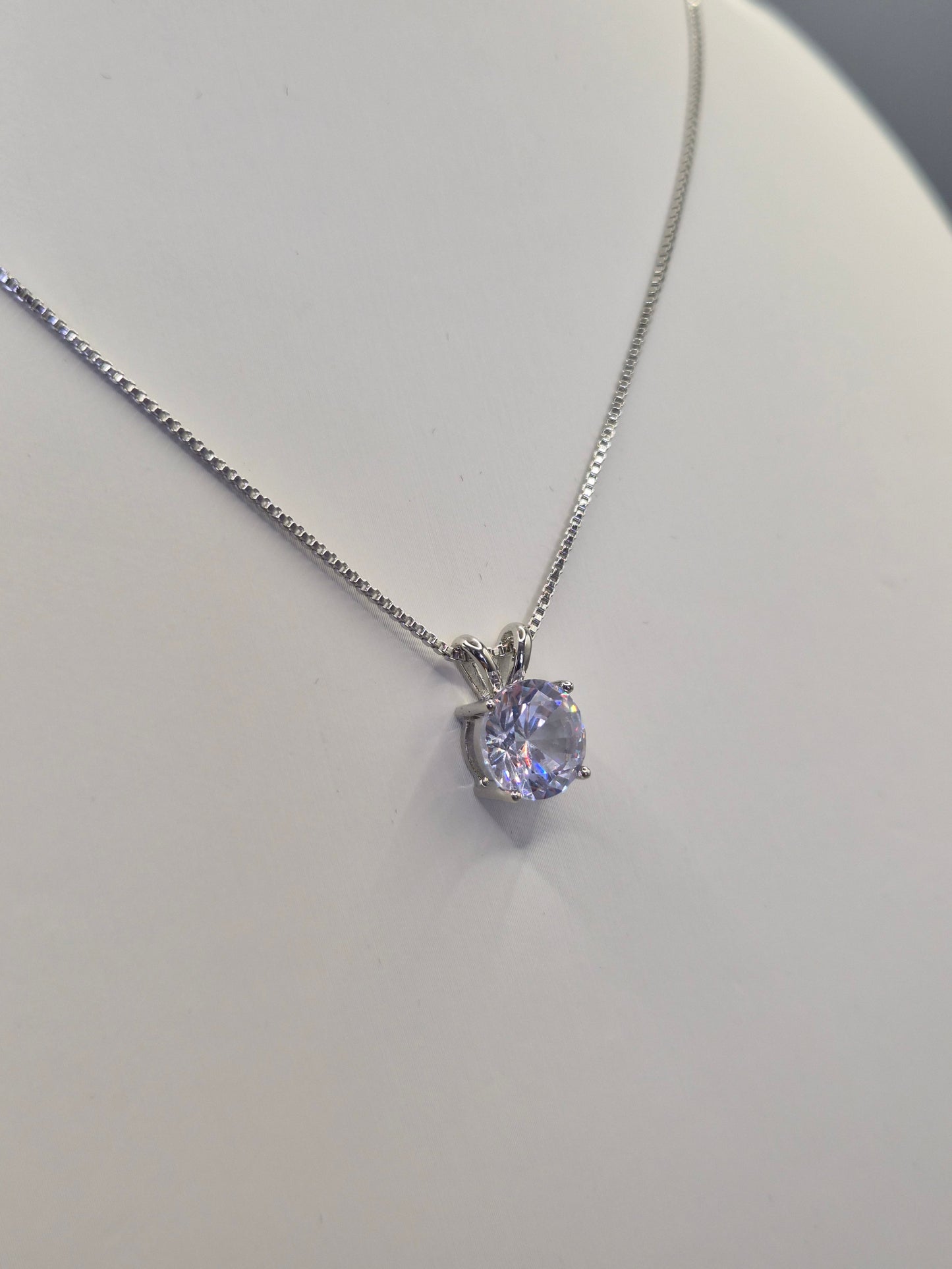 Cubic Zirconia Solitaire Claw Set Pendant