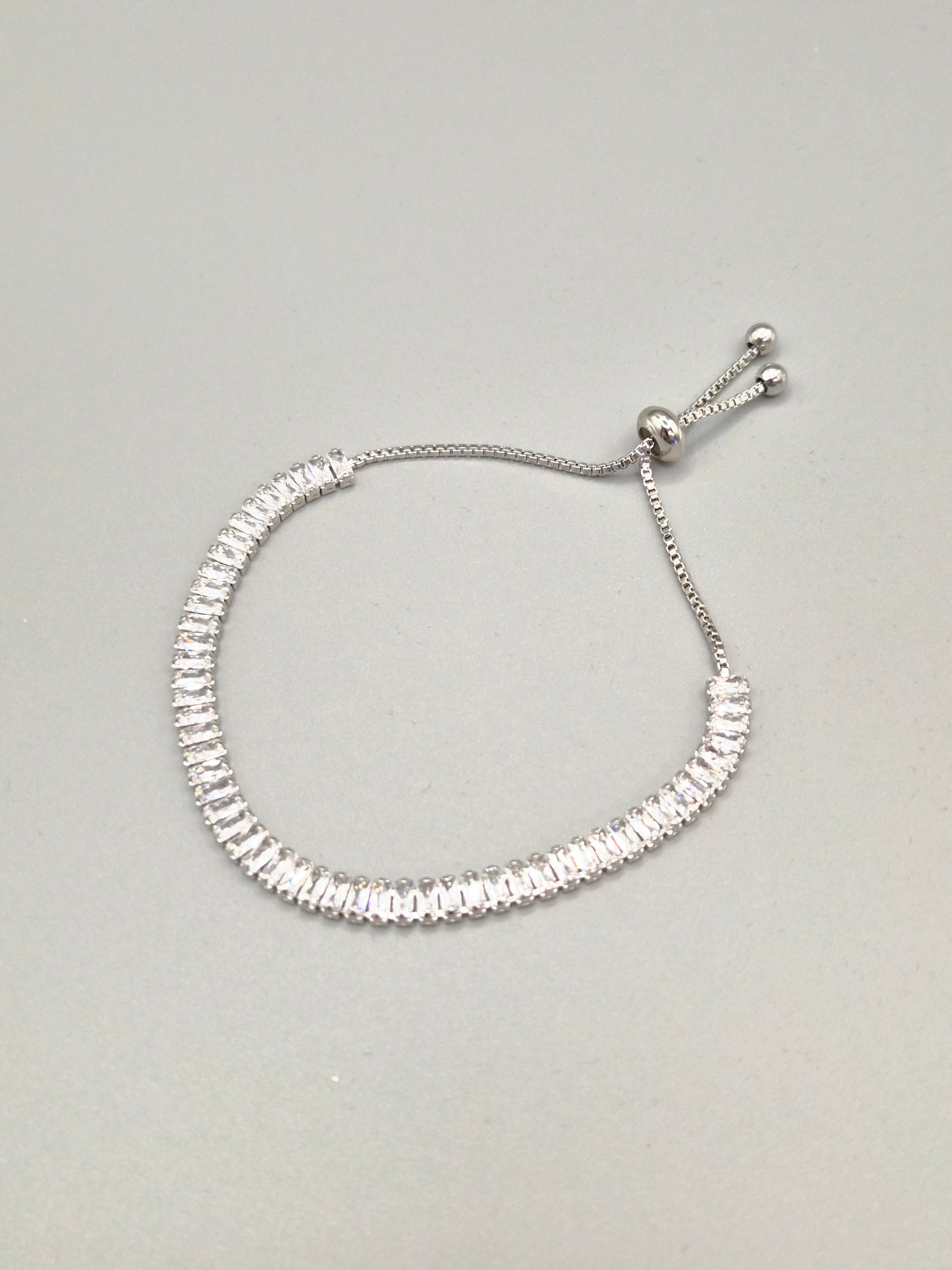 Baguette Cut Cubic Zirconia Adjustable Bracelet