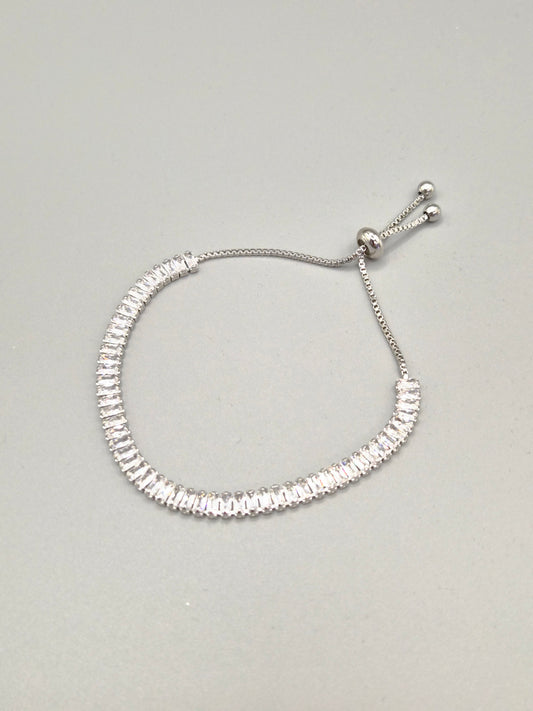 Baguette Cut Cubic Zirconia Adjustable Bracelet