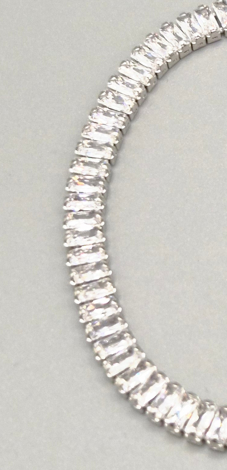 Baguette Cut Cubic Zirconia Adjustable Bracelet
