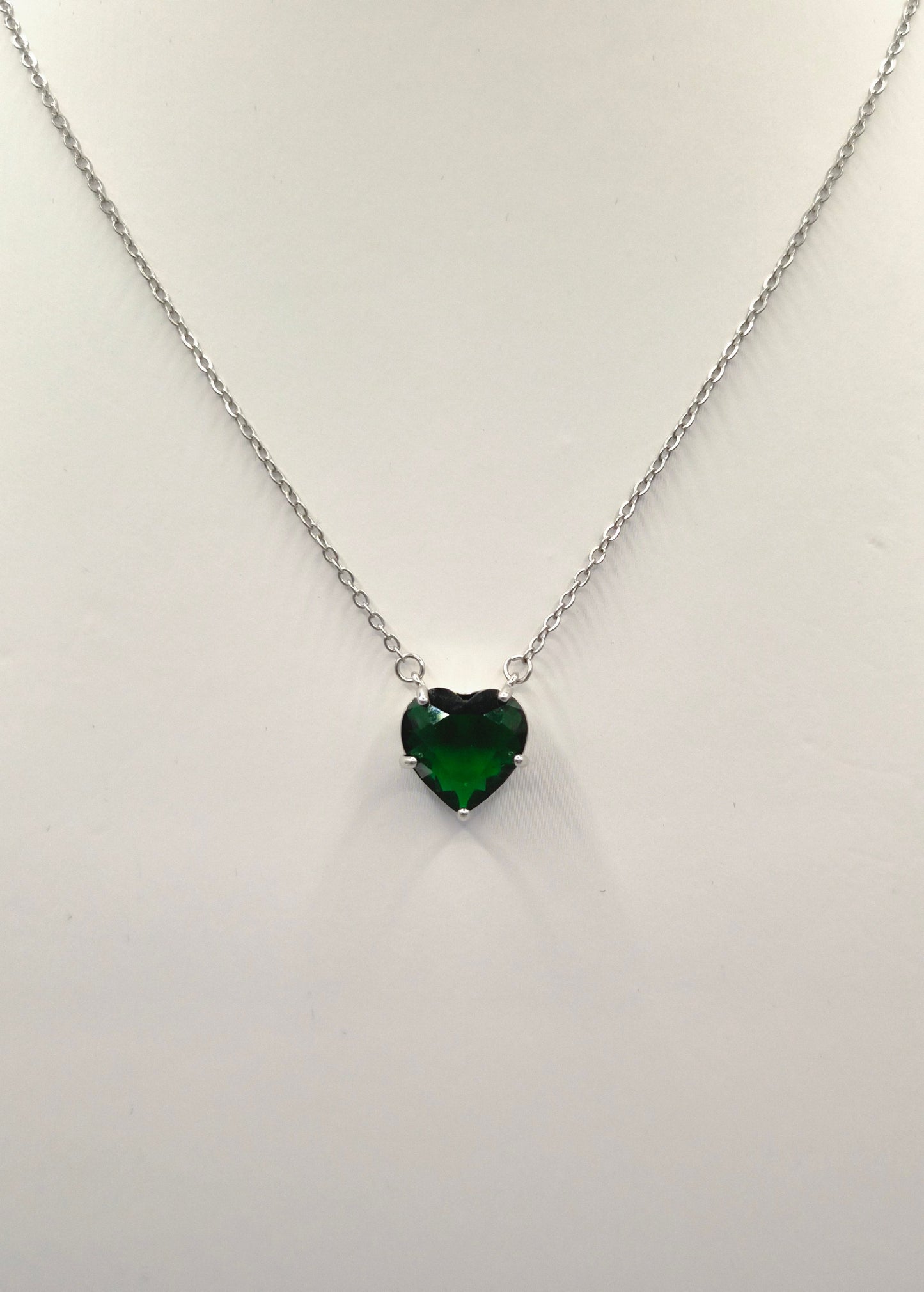 Heart Shaped Green Cubic Zirconia Pendant