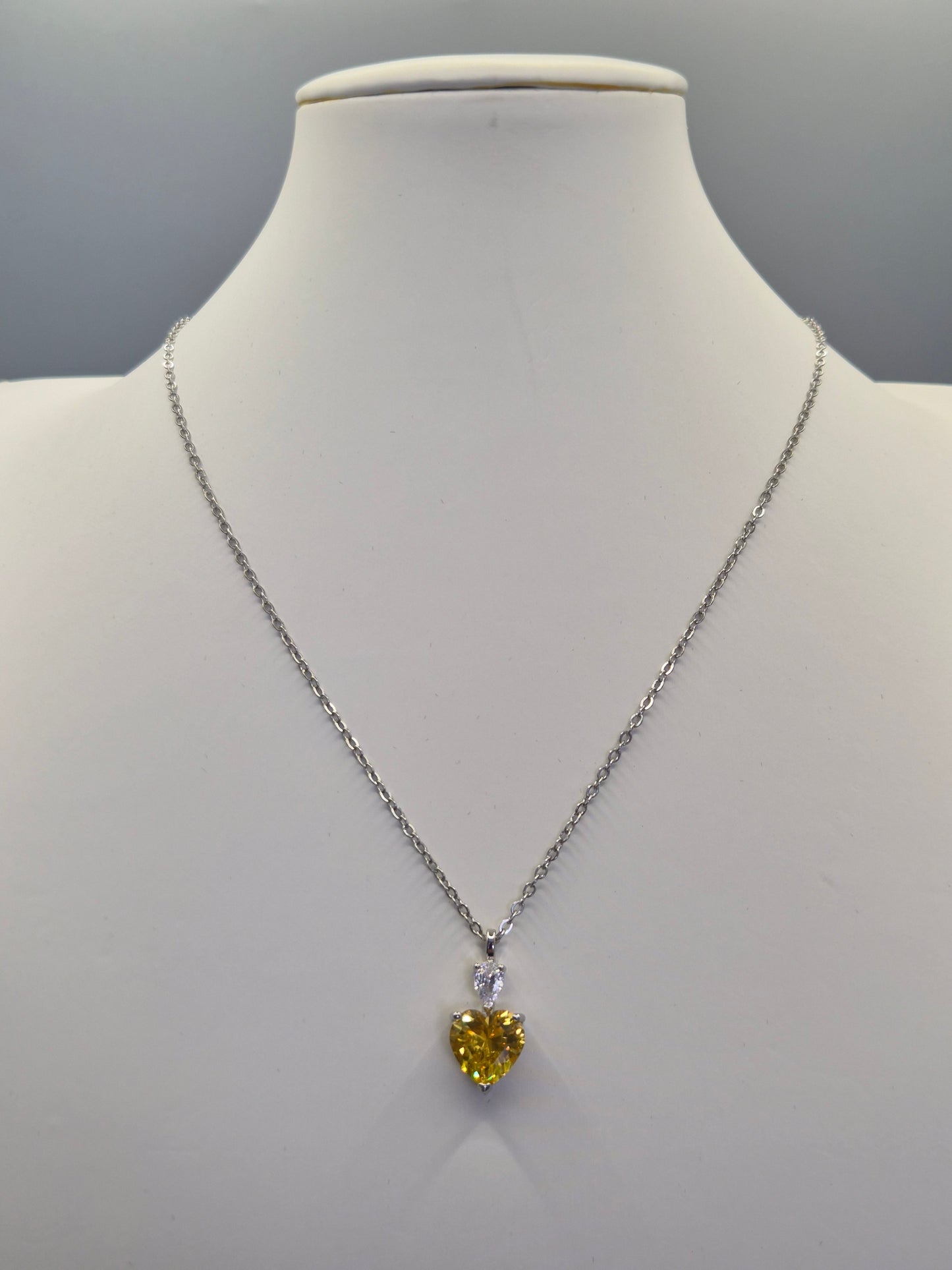 Yellow Heart & Pear Cubic Zirconia Pendant