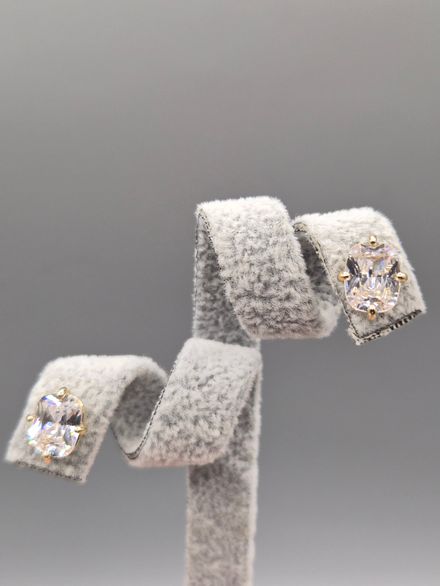 Radiant Cut Cubic Zirconia Gold Plated Stud Earrings