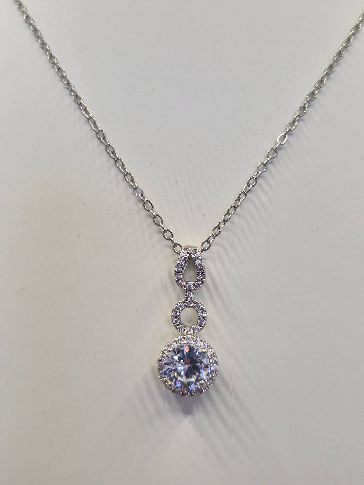 Double Loop & Halo Cubic Zirconia Pendant