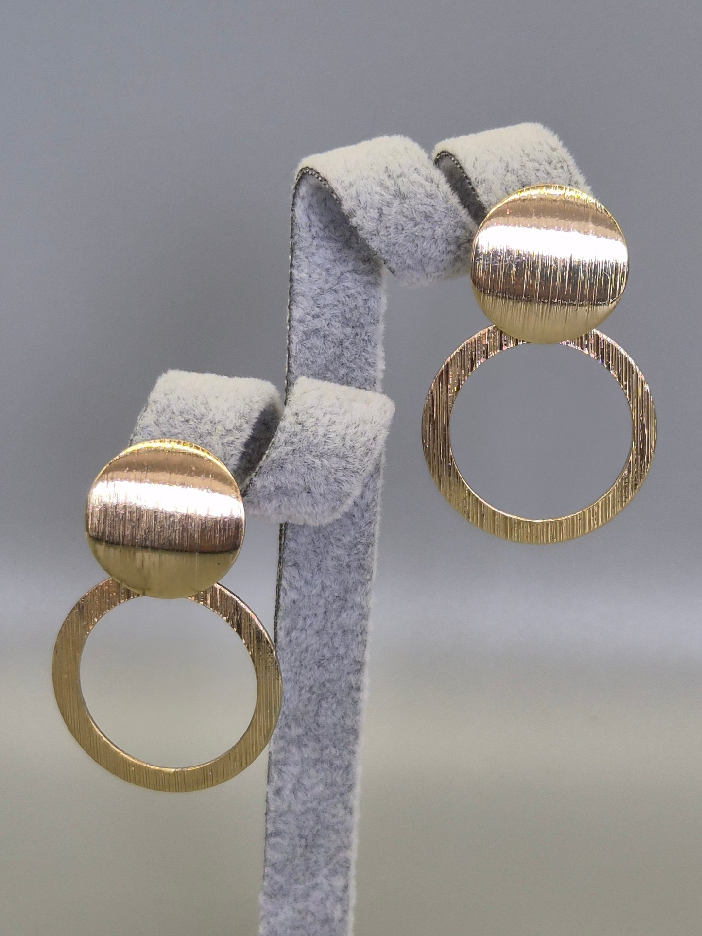 Closed & Open Circle Drop Earrings Yellow
