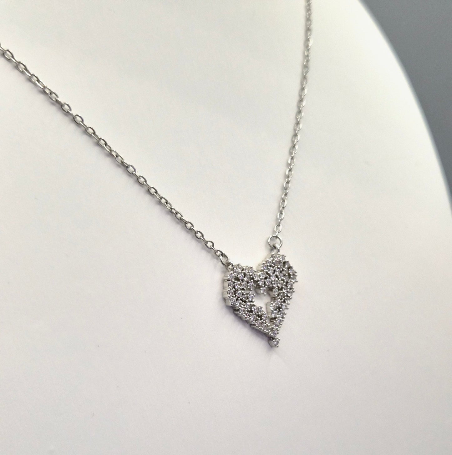 Open Filigree Heart Cubic Zirconia Pendant