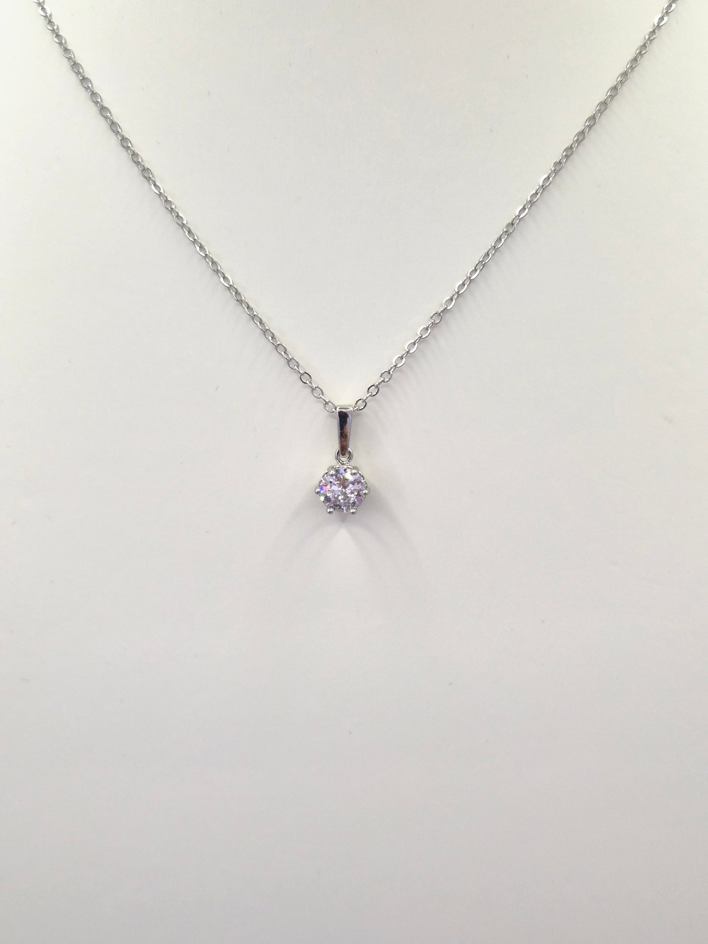 Round Solitaire Claw Set Cubic Zirconia Drop Pendant