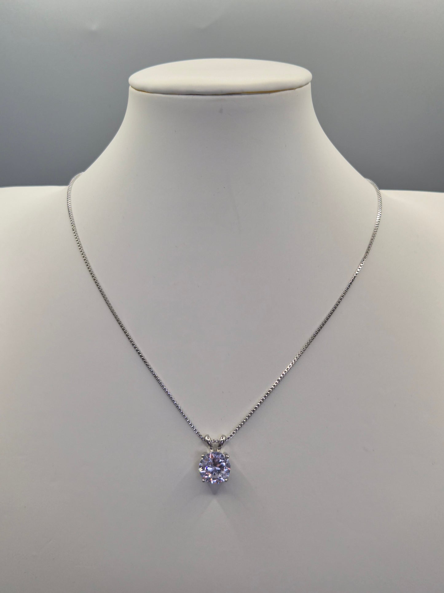Cubic Zirconia Solitaire Claw Set Pendant