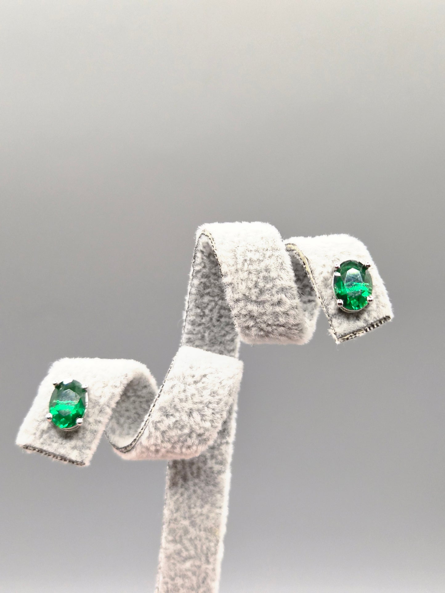 Oval Green Cubic Zirconia Stud Earrings