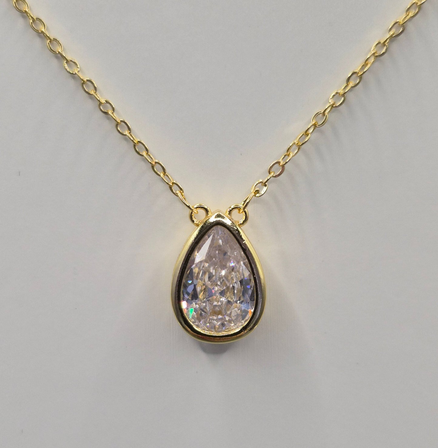 Pear Bezel Yellow Set Cubic Zirconia Pendant