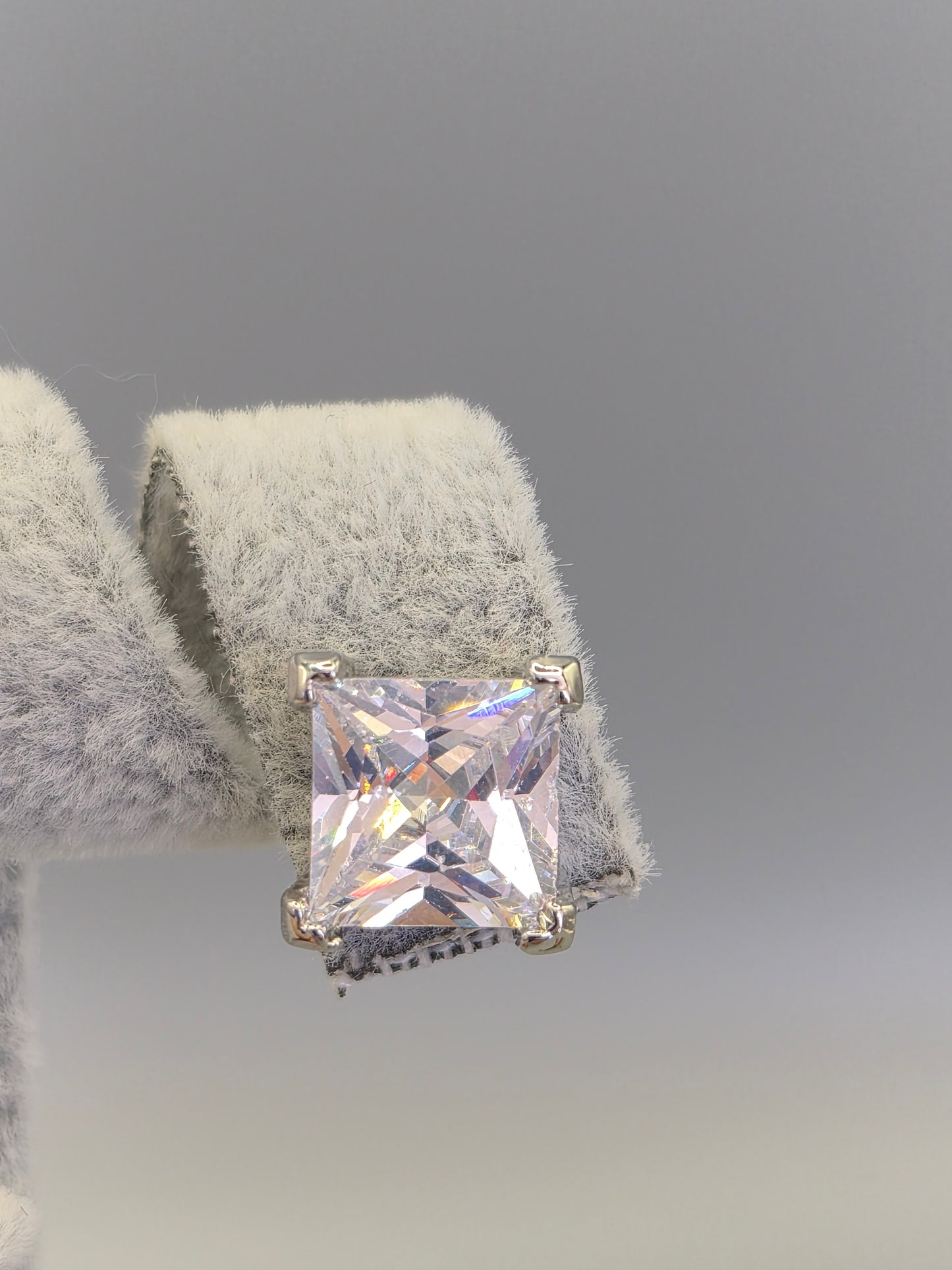 Princess Cut Cubic Zirconia With Halo Setting Stud Earrings