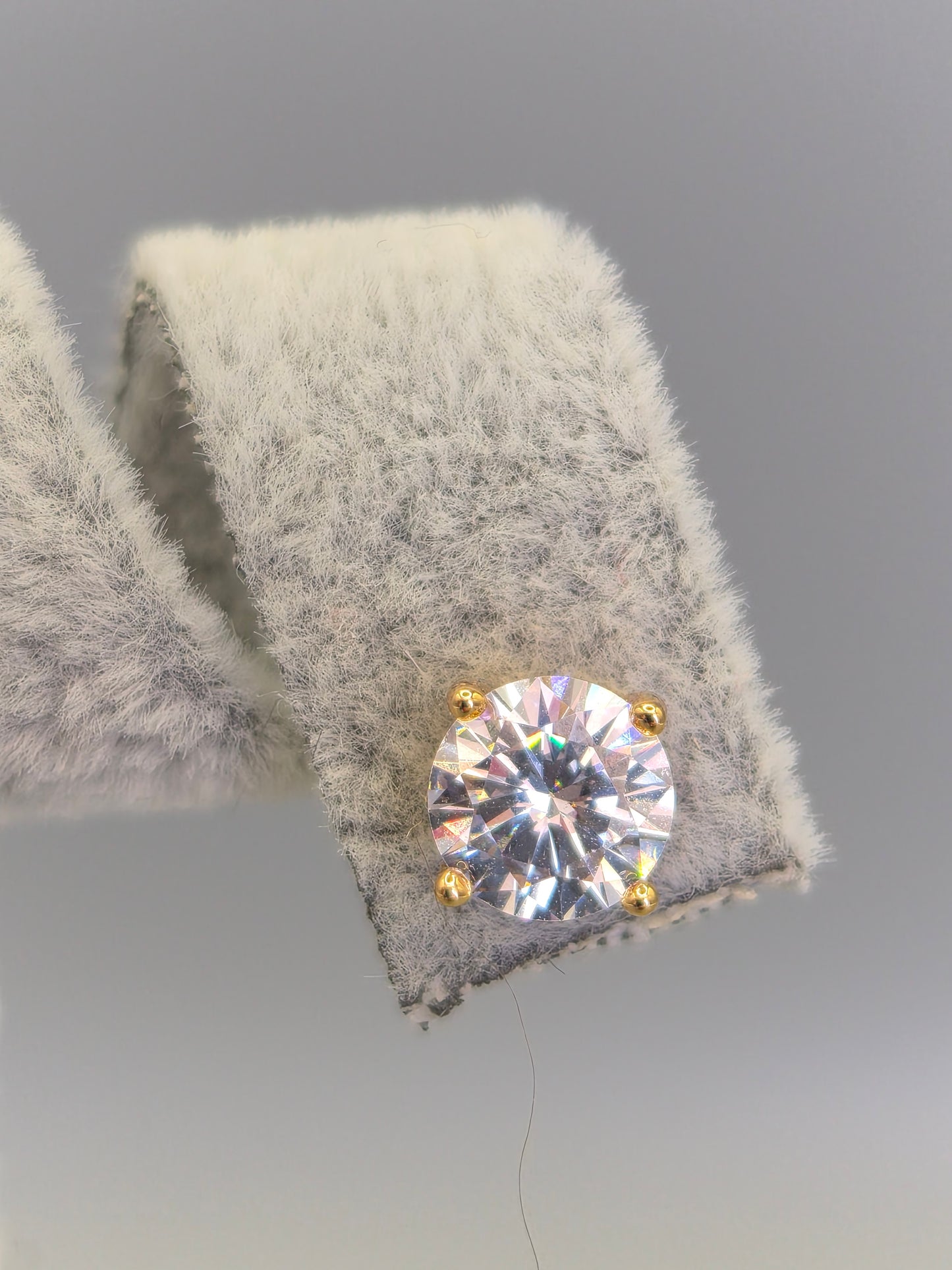 Round Brilliant Cubic Zirconia Stud Earrings Yellow Set
