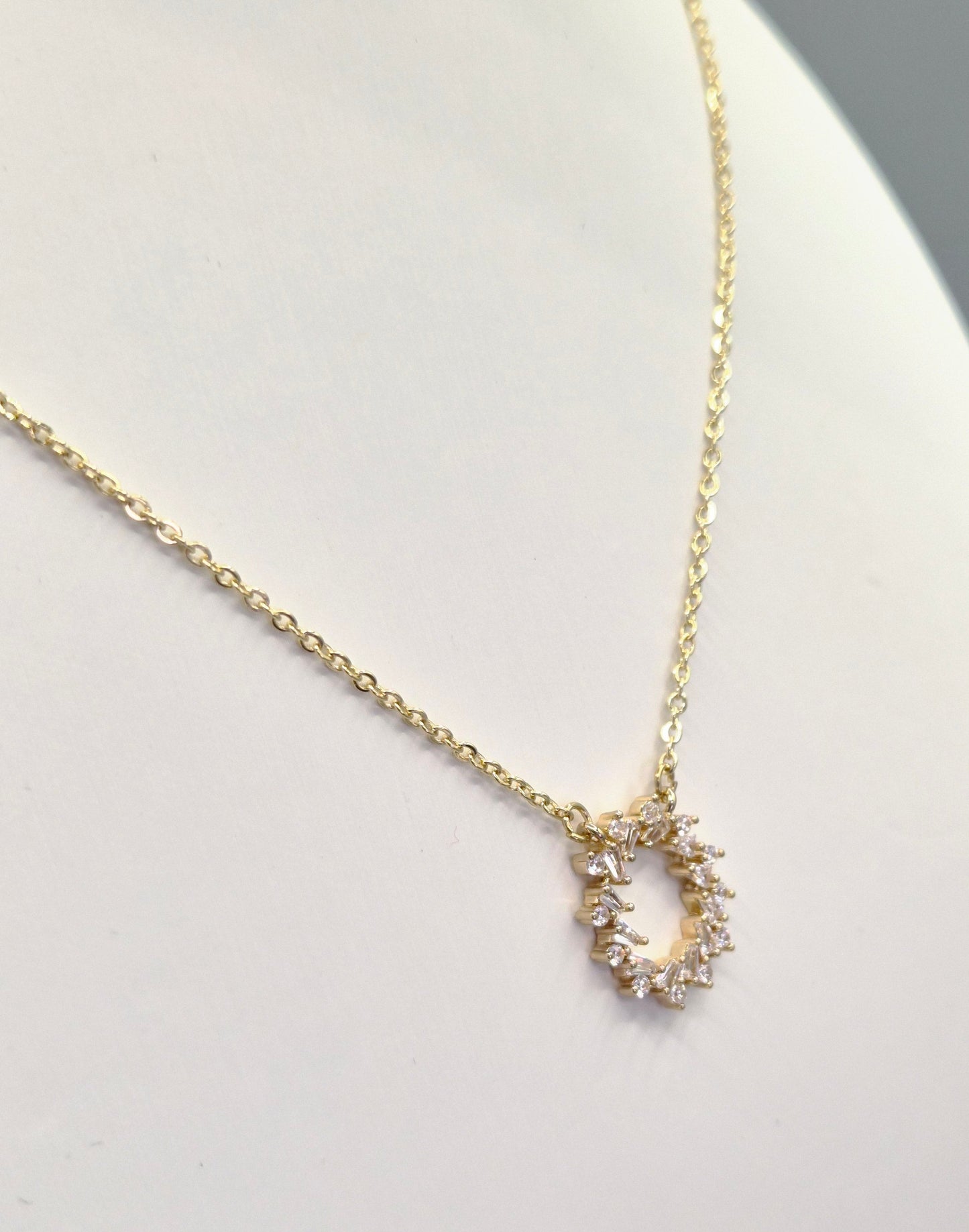 Tapered Baguette & Round Cubic Zirconia Yellow Set Pendant