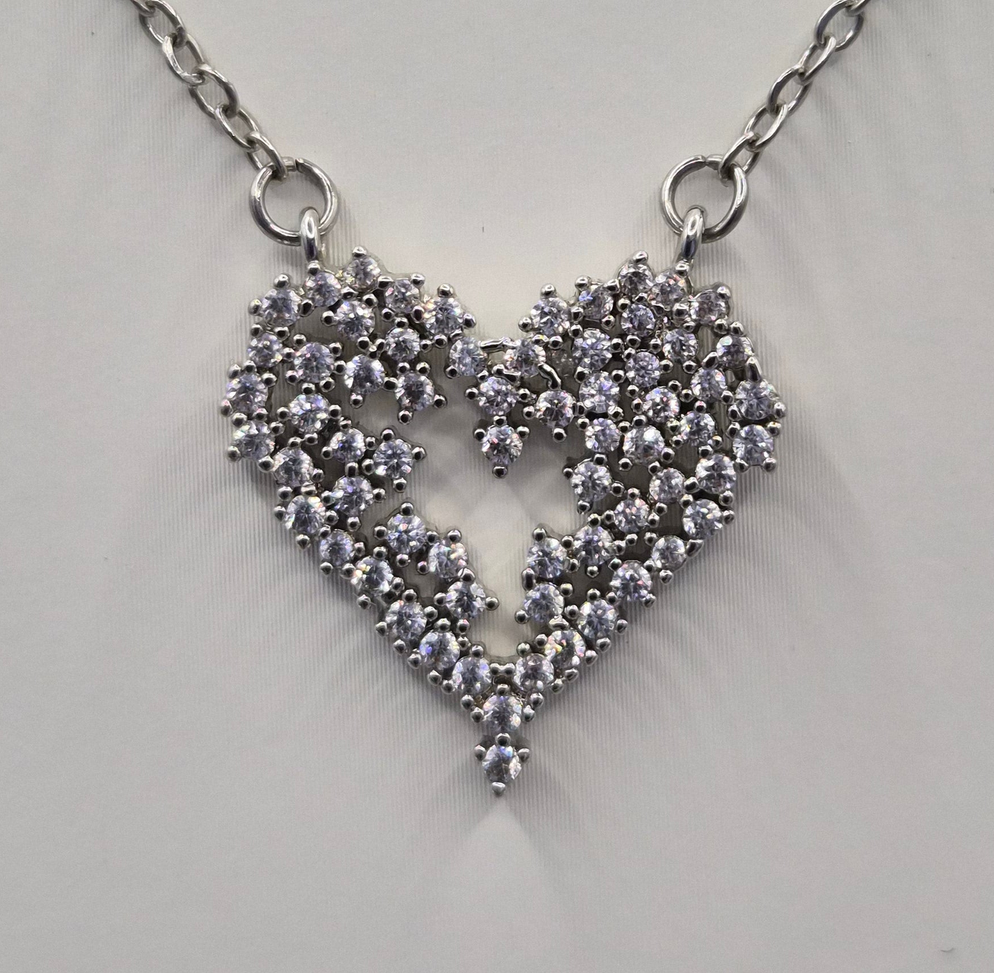 Open Filigree Heart Cubic Zirconia Pendant
