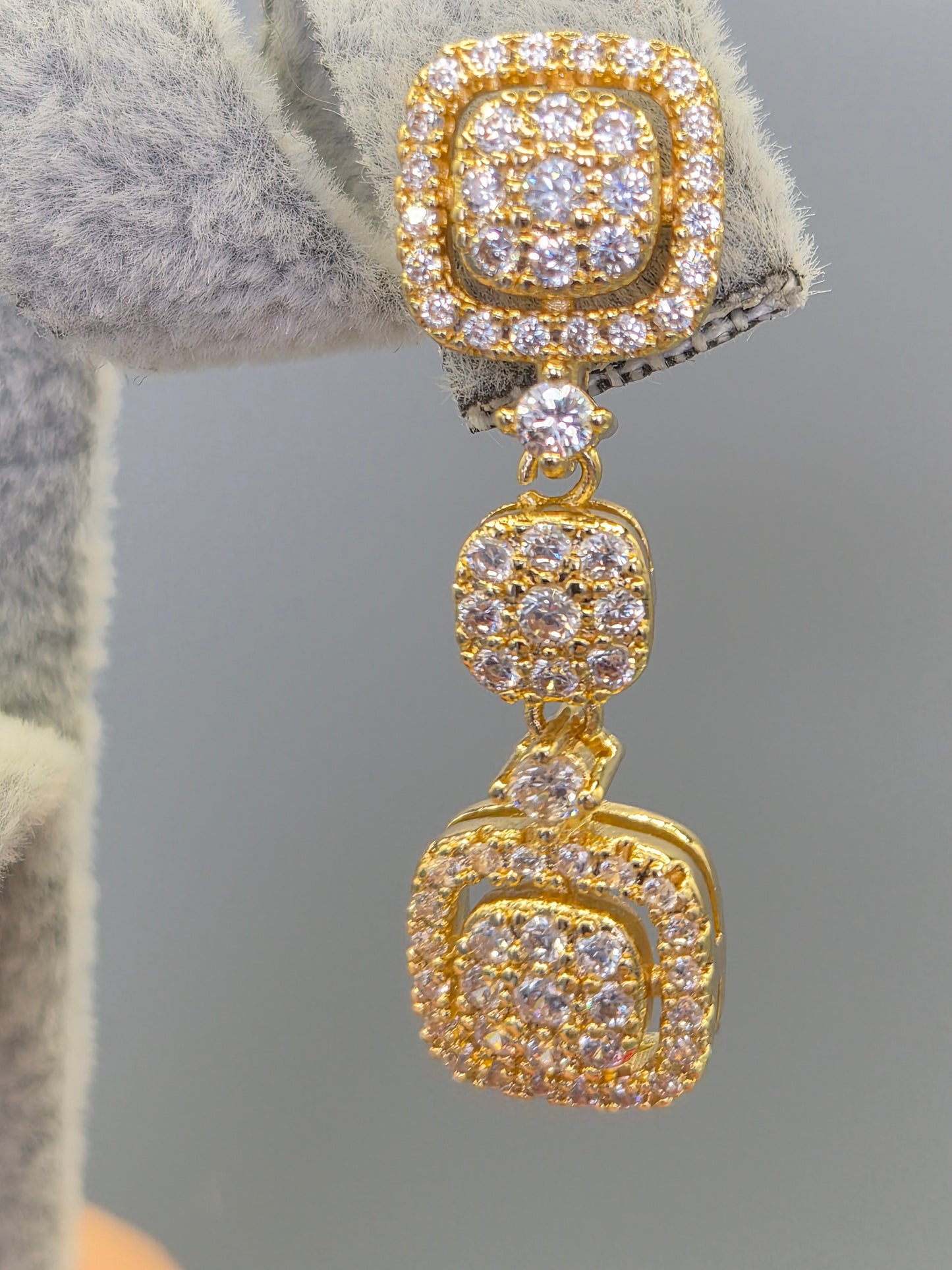 Halo Set Cubic Zirconia Drop Earrings